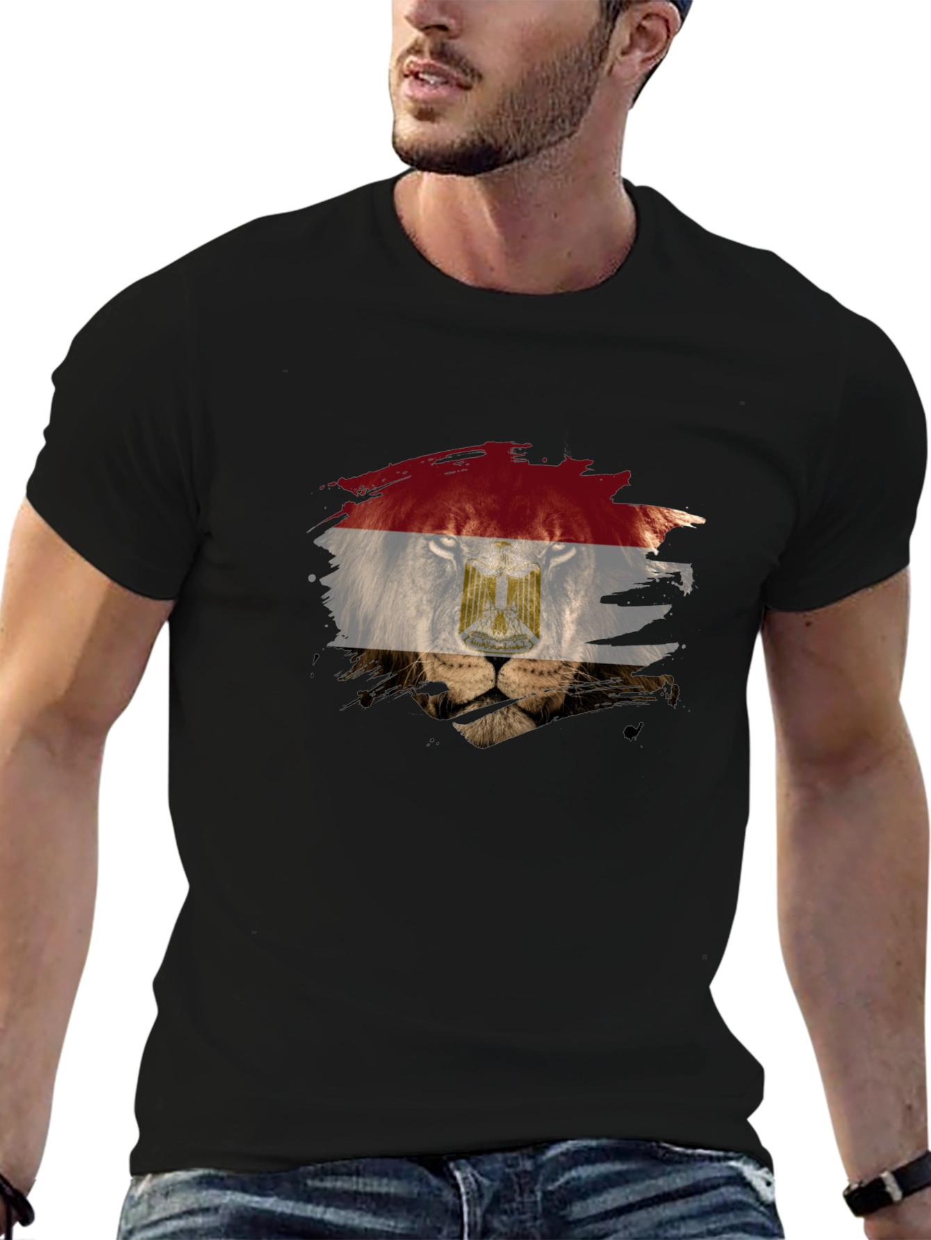 Egyptian Flag Lion Graphic T-Shirt