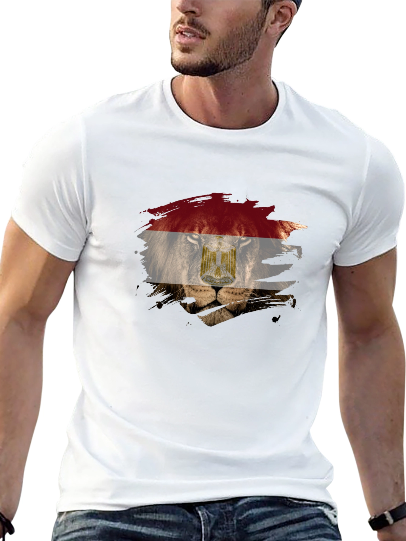 Egyptian Flag Lion Graphic T-Shirt