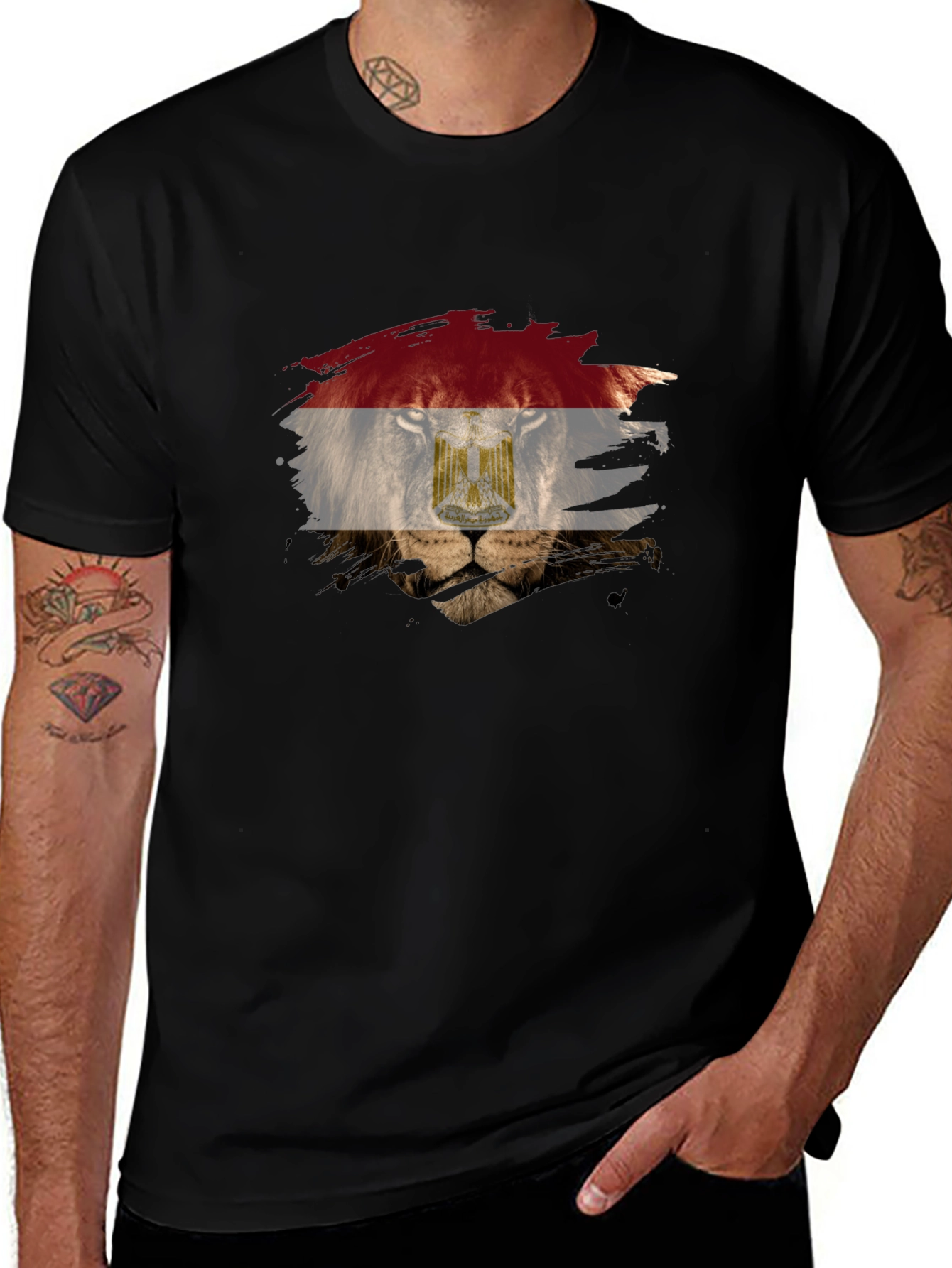 Egyptian Flag Lion Graphic T-Shirt