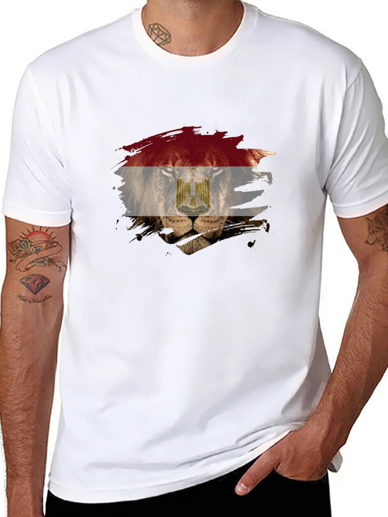 Egyptian Flag Lion Graphic T-Shirt
