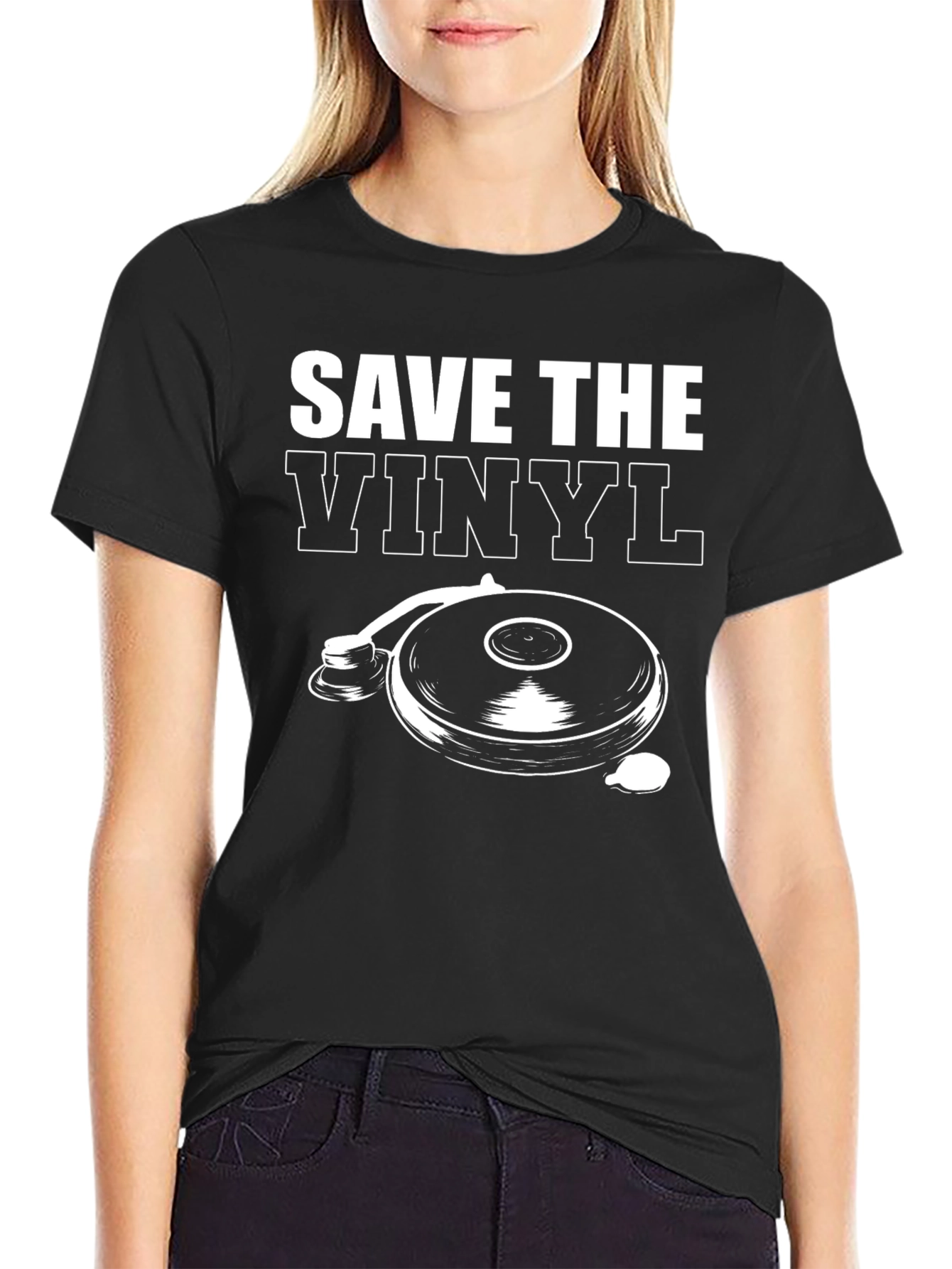 Save the Vinyl Black Graphic T-Shirt