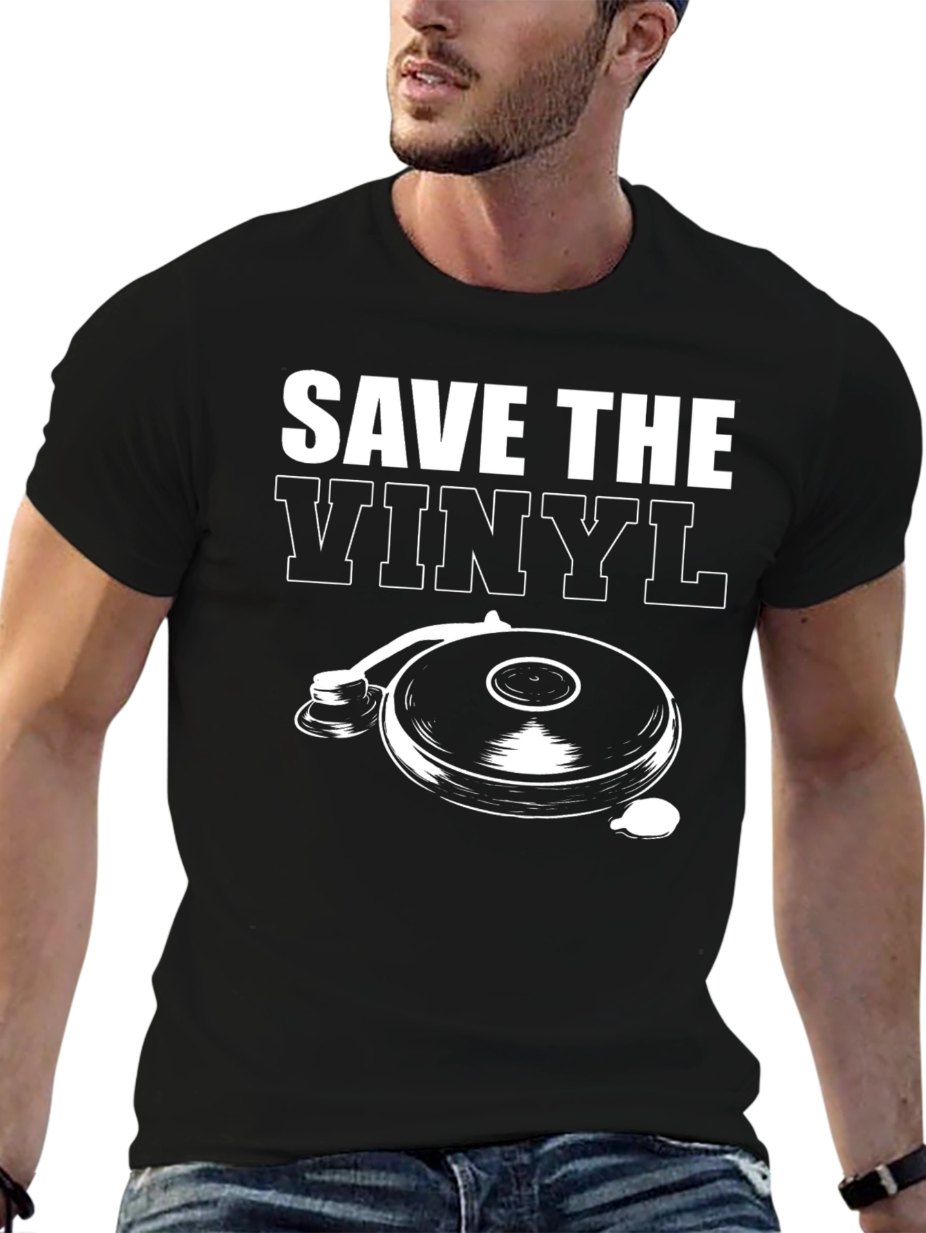 Save the Vinyl Black Graphic T-Shirt
