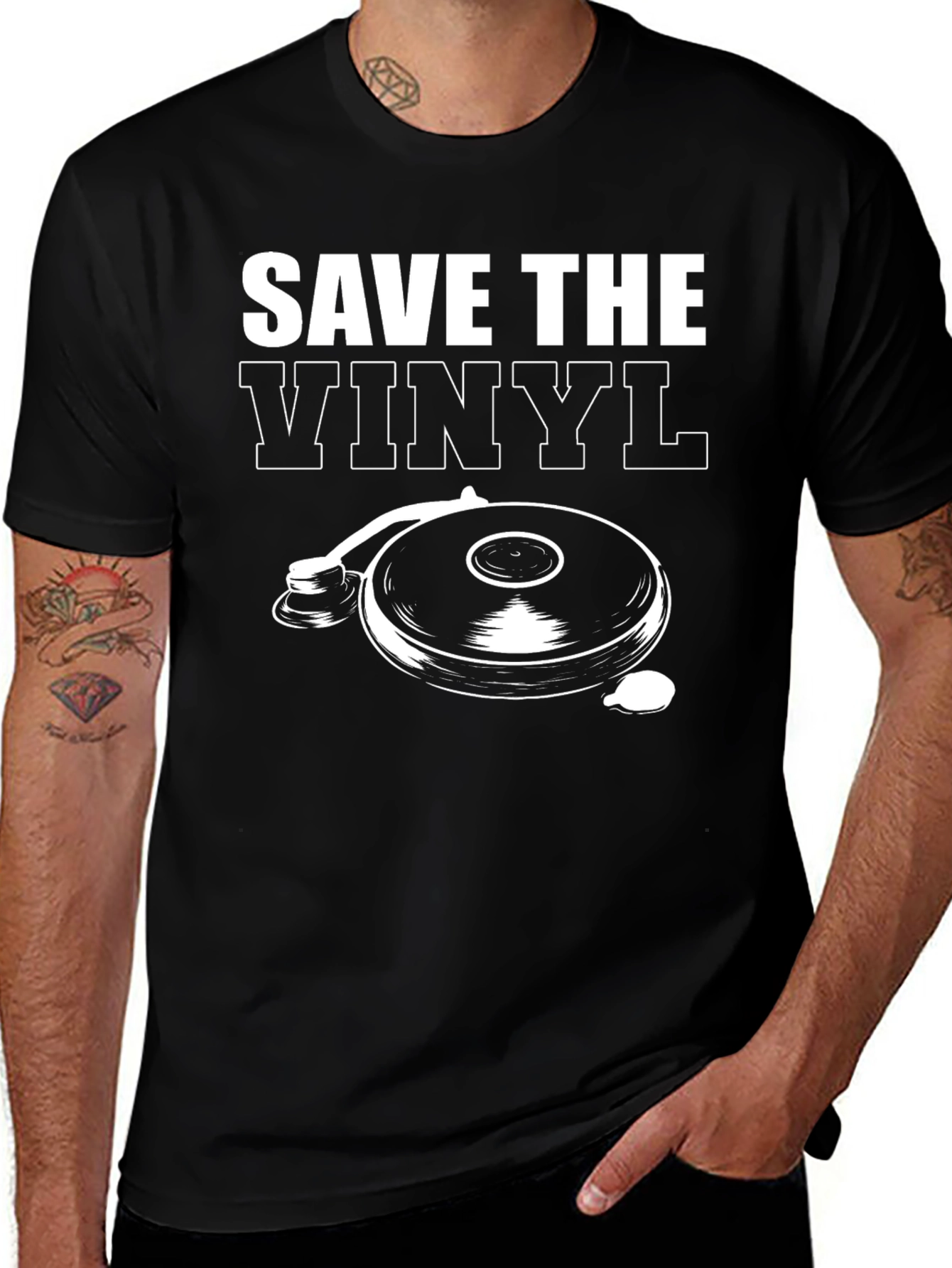 Save the Vinyl Black Graphic T-Shirt