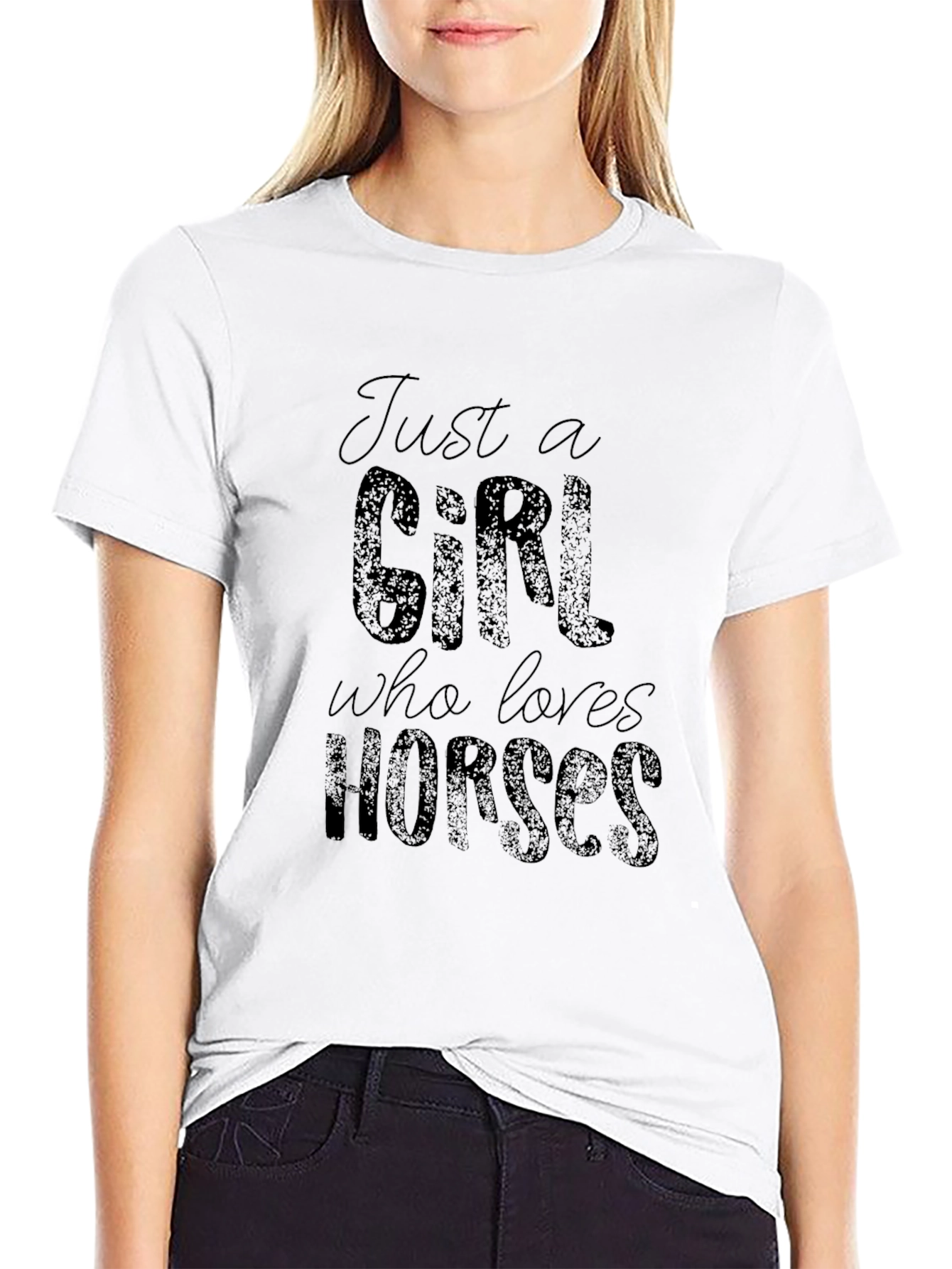Just a Girl Who Loves Horses Black T-Shirt