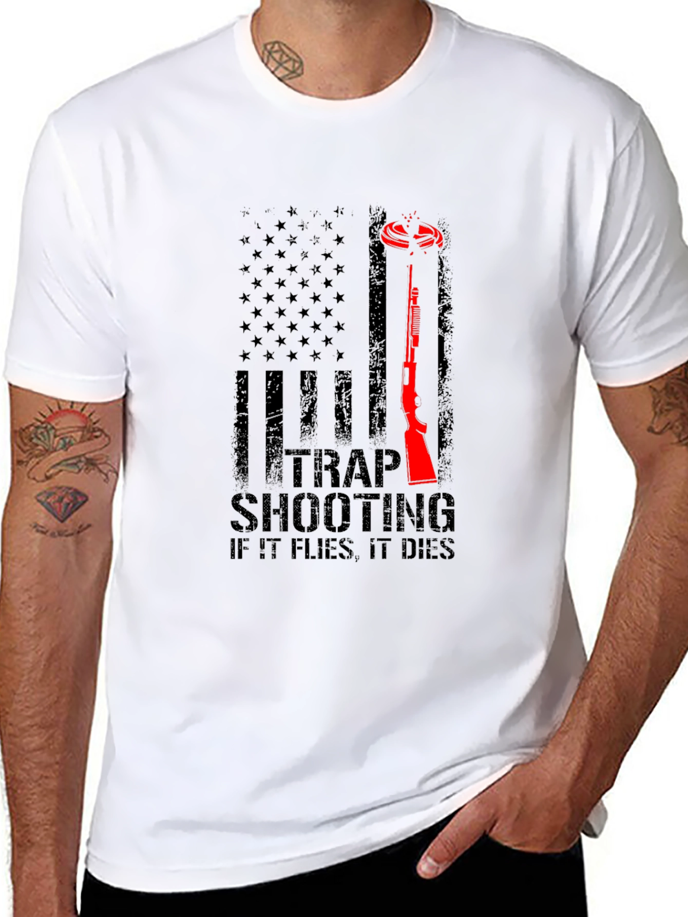 Trap Shooting T-Shirt: Patriotic Design