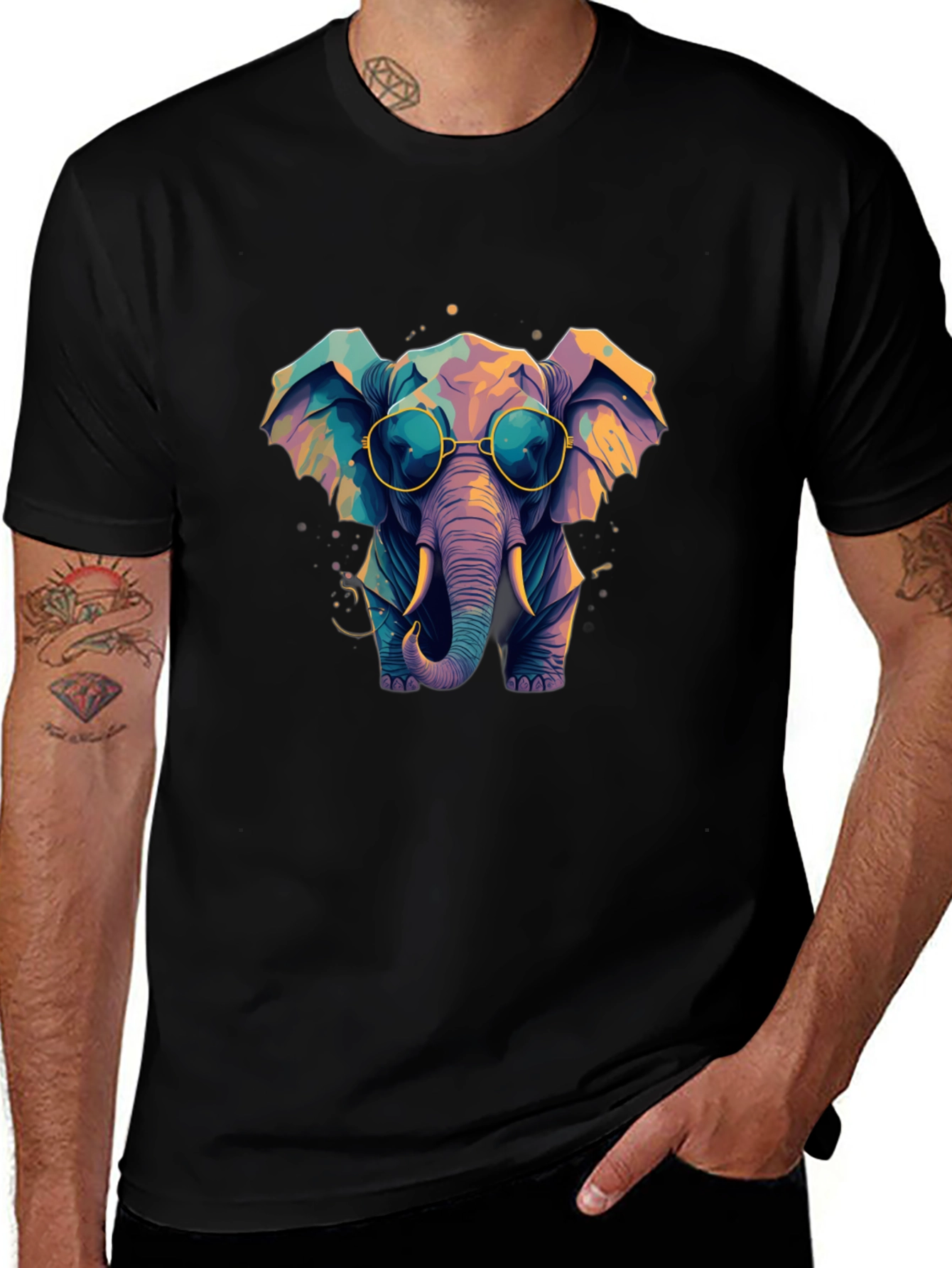Cool Elephant Graphic Tee - Black