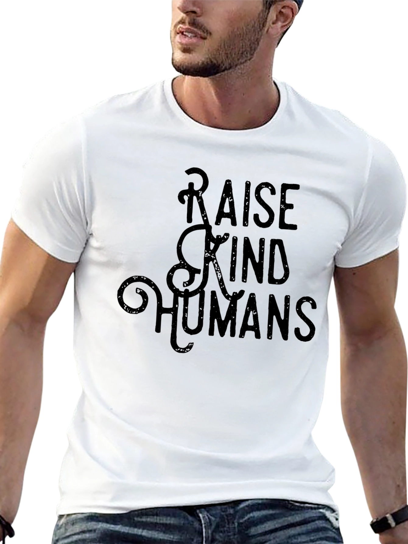 Raise Kind Humans Black Graphic Tee