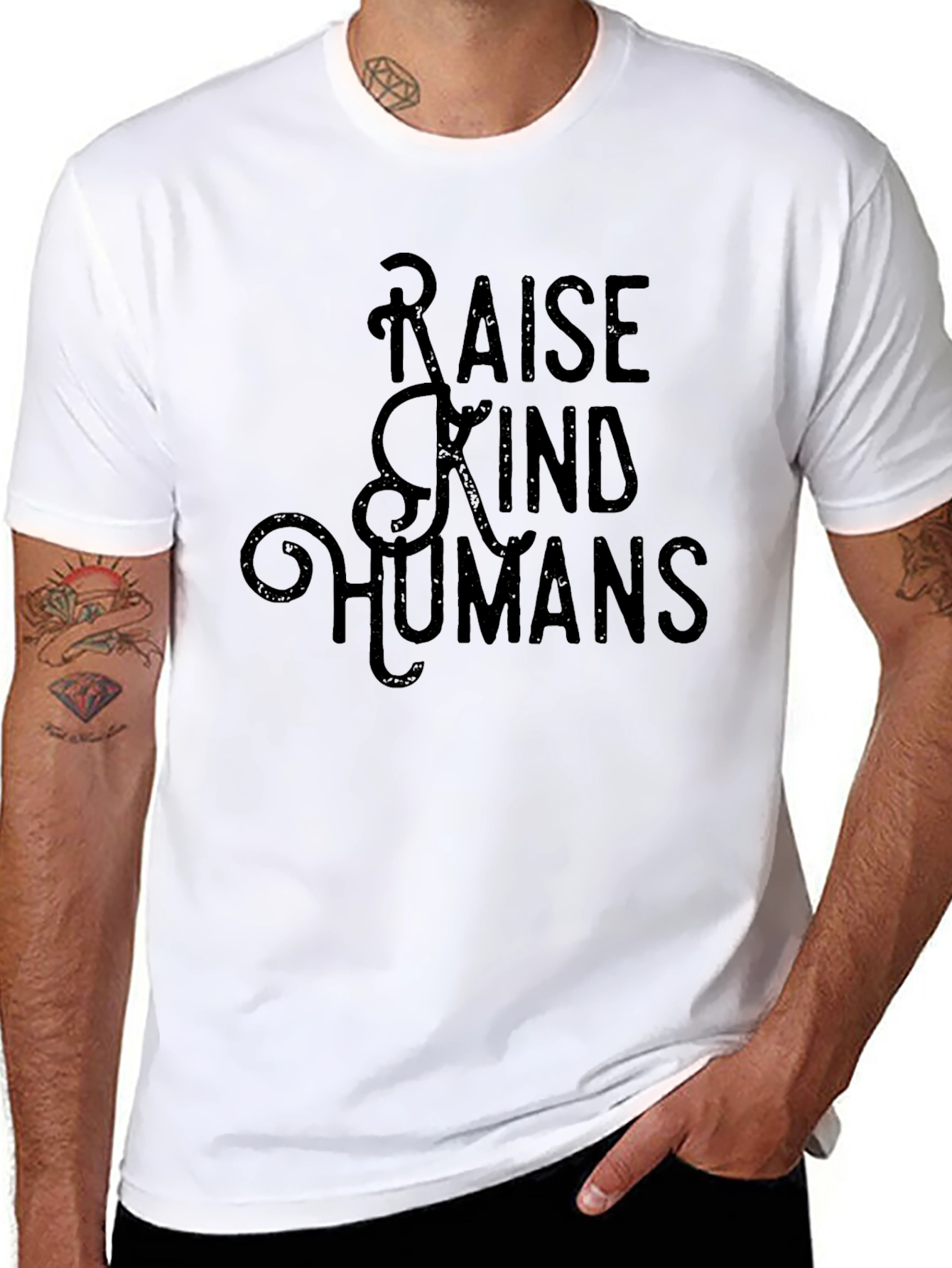 Raise Kind Humans Black Graphic Tee