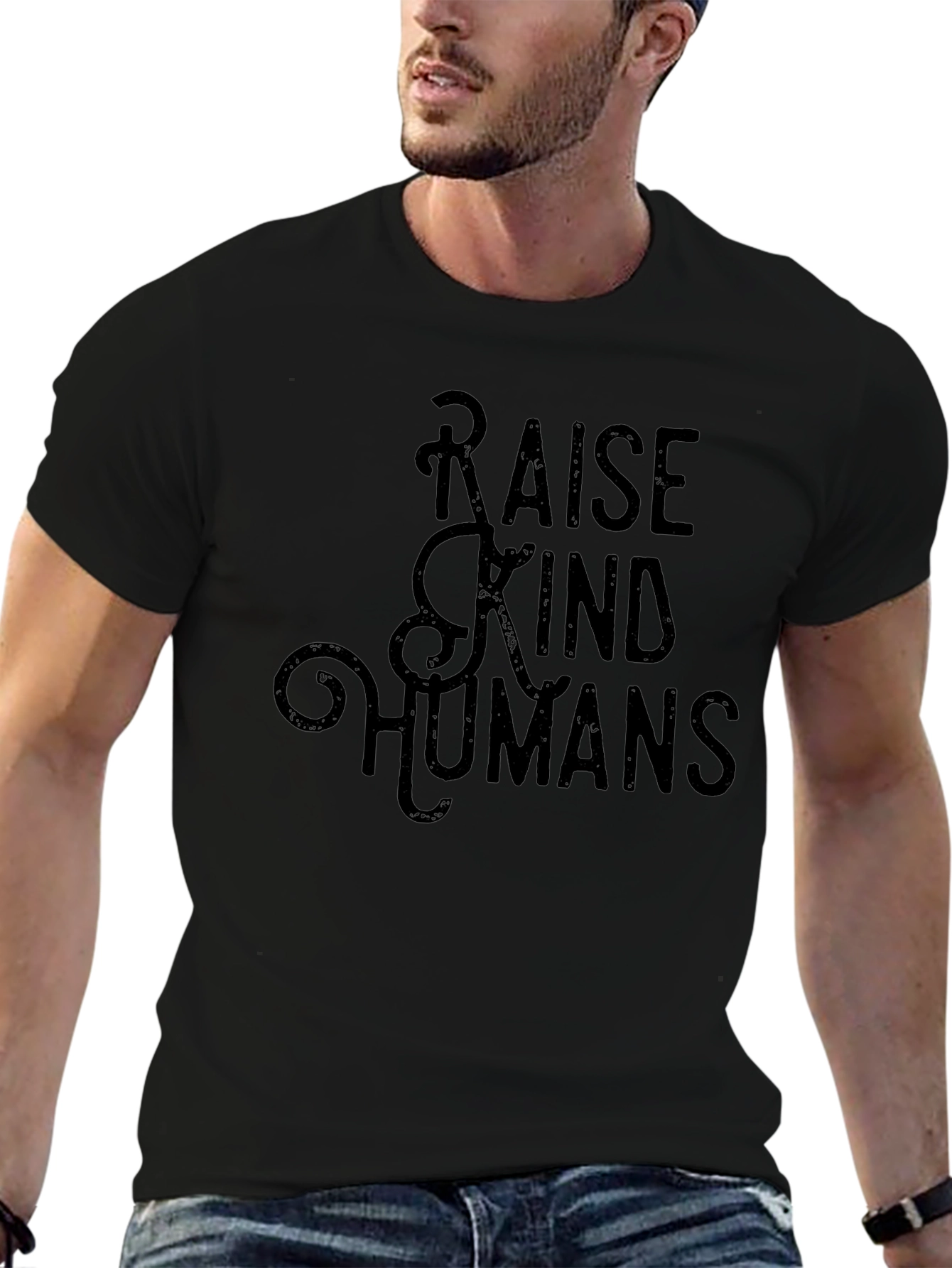 Raise Kind Humans Black Graphic Tee