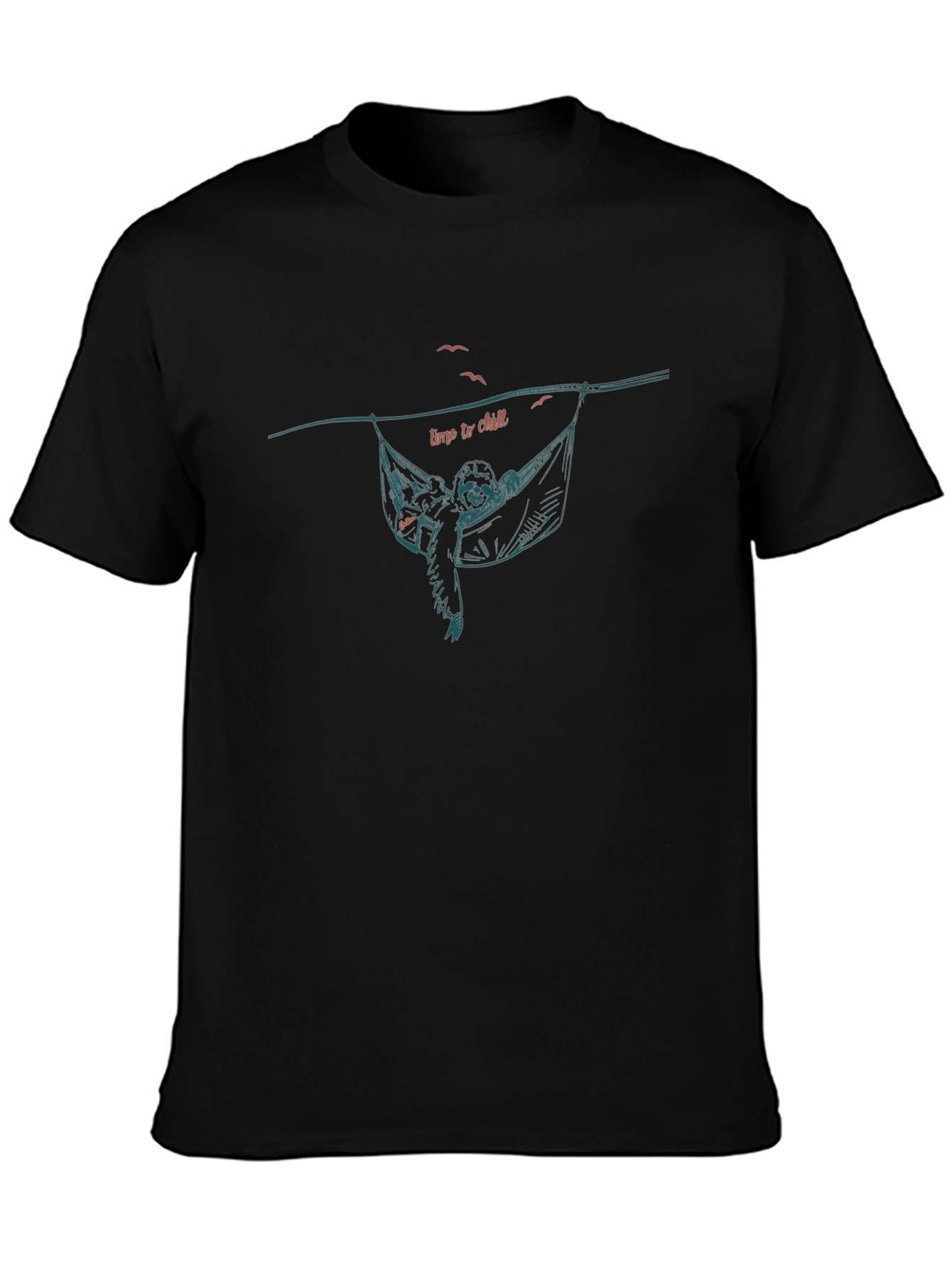 Relaxed Sloth Hammock Graphic Tee - Black