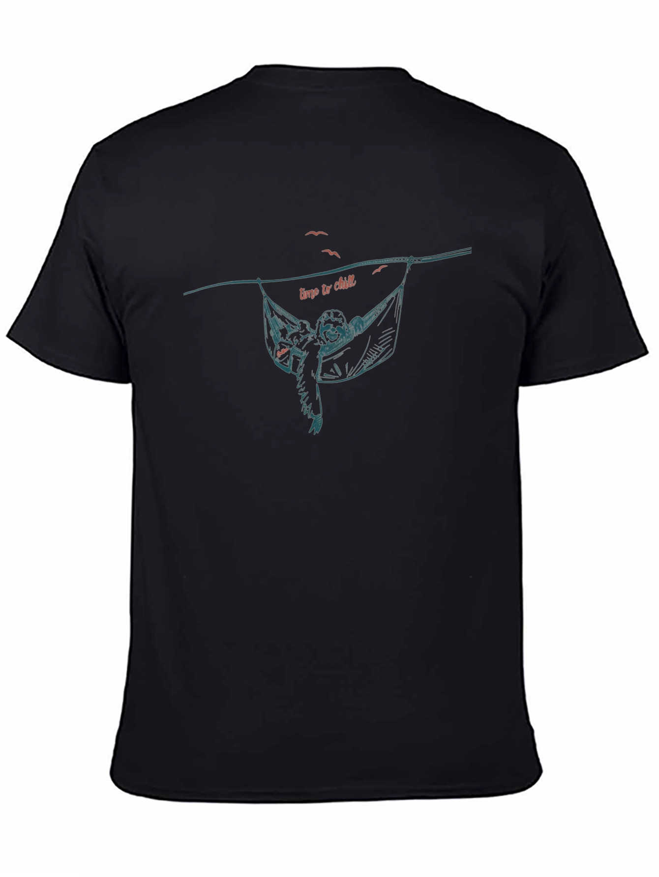 Relaxed Sloth Hammock Graphic Tee - Black