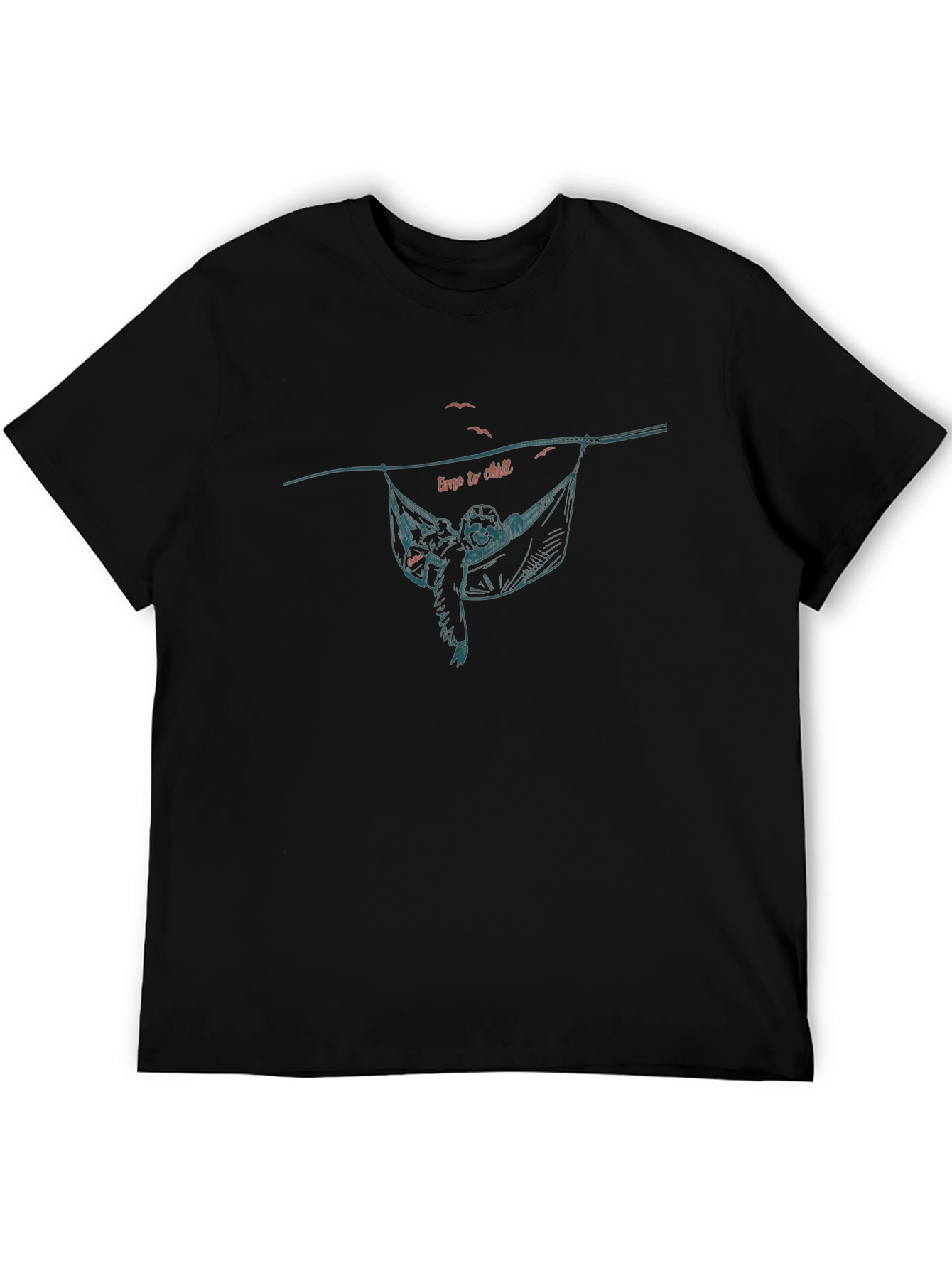 Relaxed Sloth Hammock Graphic Tee - Black