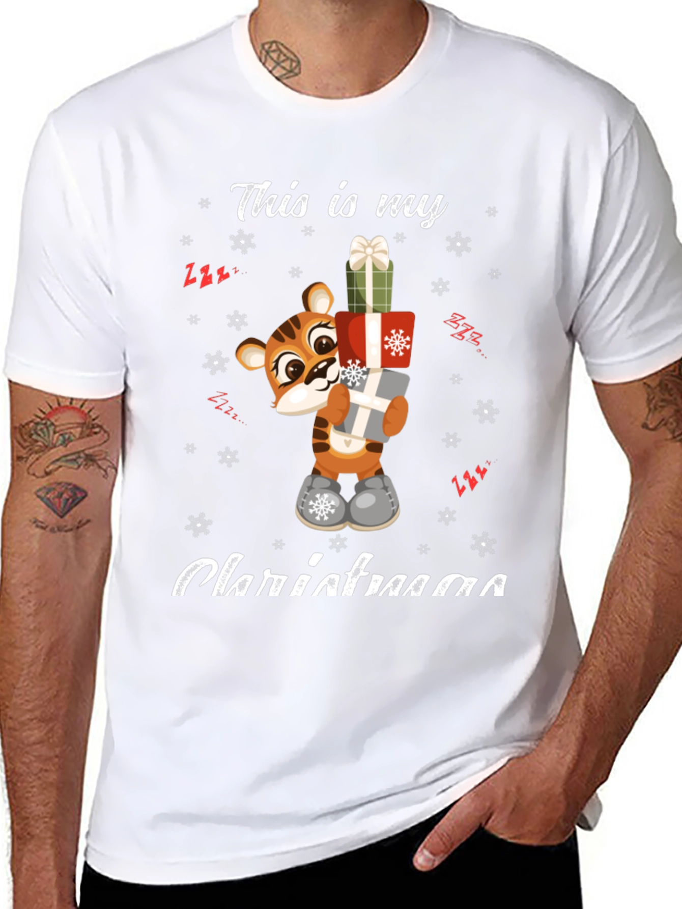 Festive Tiger Christmas T-Shirt