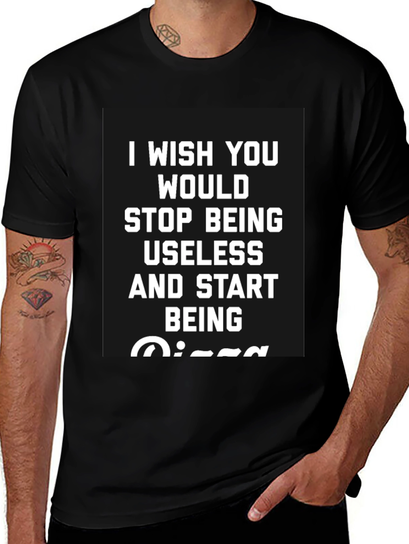 Funny Pizza T-Shirt: Stop Being Useless