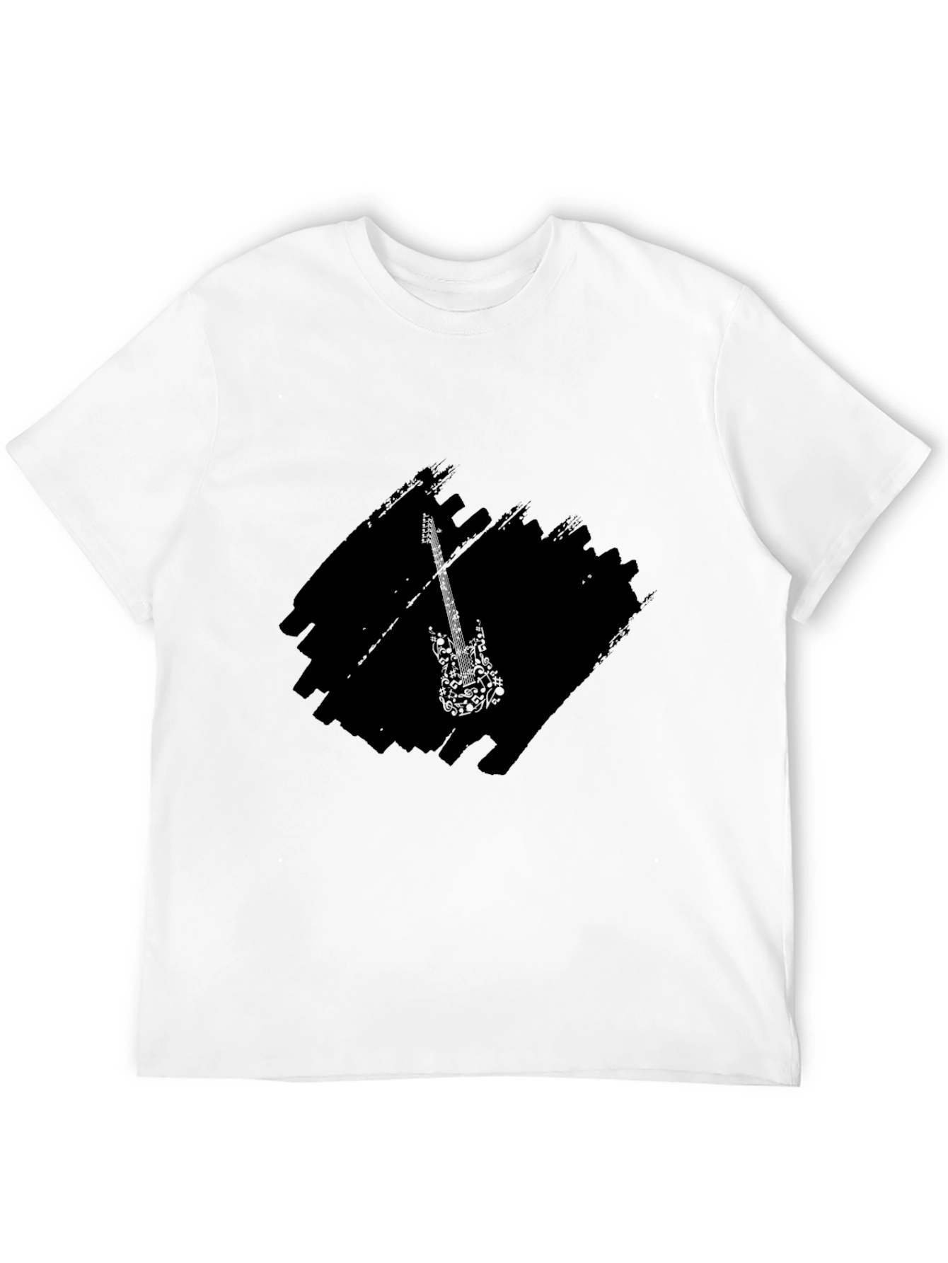 Black Graphic Tee with Guitar Design