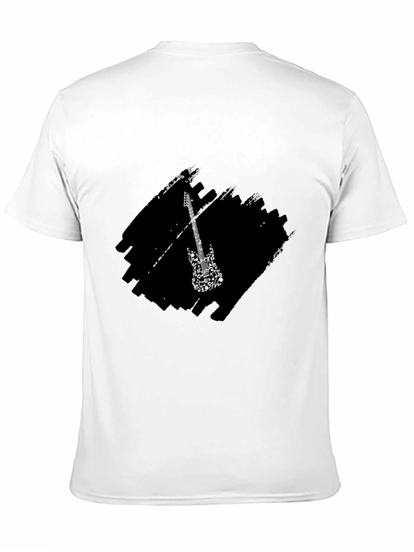 Black Graphic Tee with Guitar Design