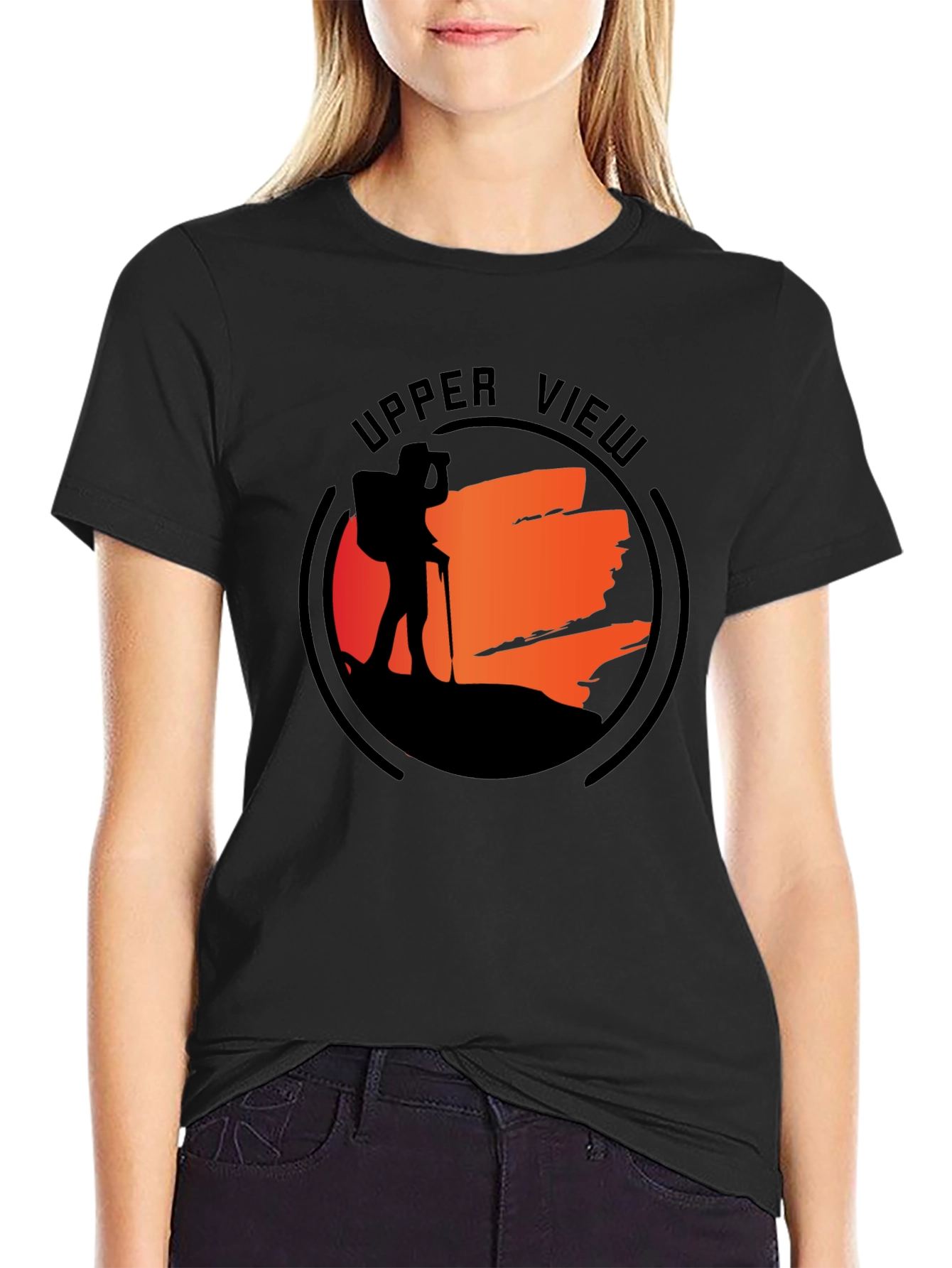 Upper View Hiker Graphic Black T-Shirt