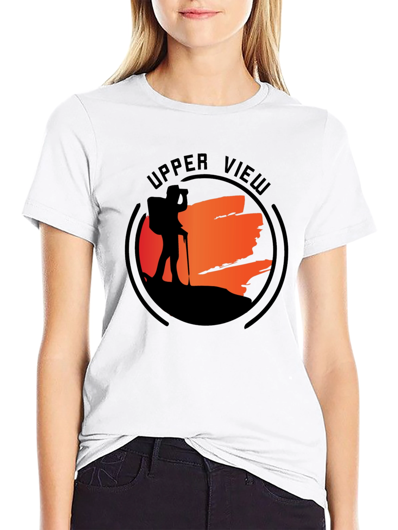 Upper View Hiker Graphic Black T-Shirt