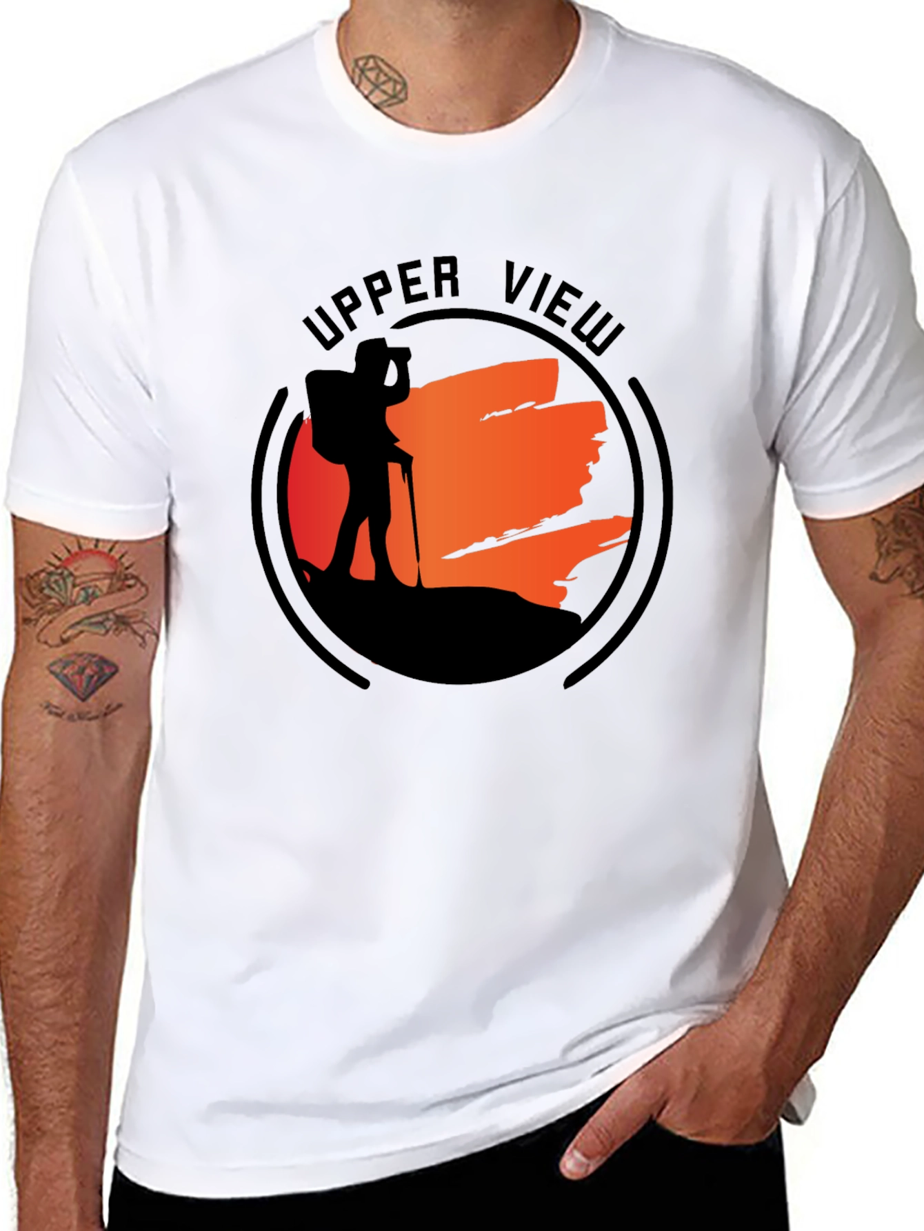 Upper View Hiker Graphic Black T-Shirt