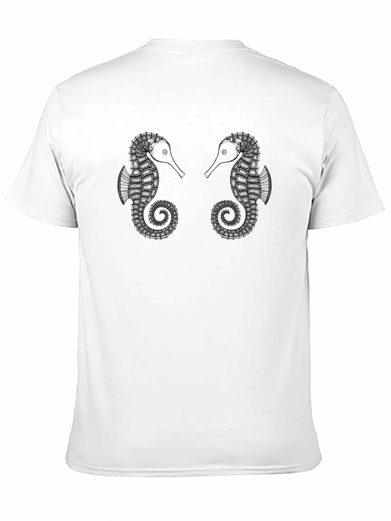 Seahorse Graphic Tee - Black Cotton Casual Shirt