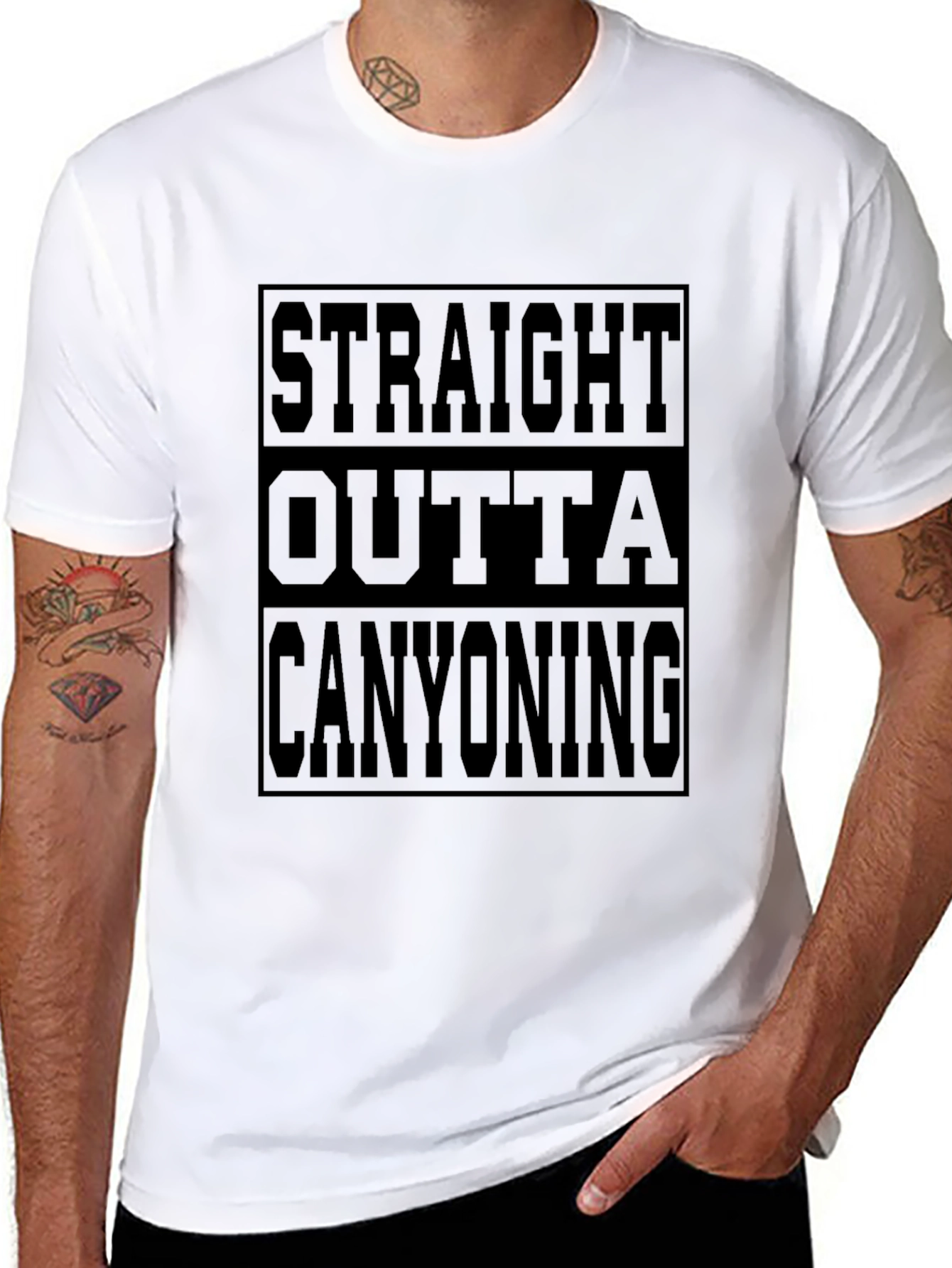 Straight Outta Canyoning Black Graphic Tee