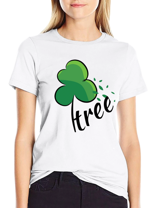 Green Shamrock Tree Graphic Black T-Shirt
