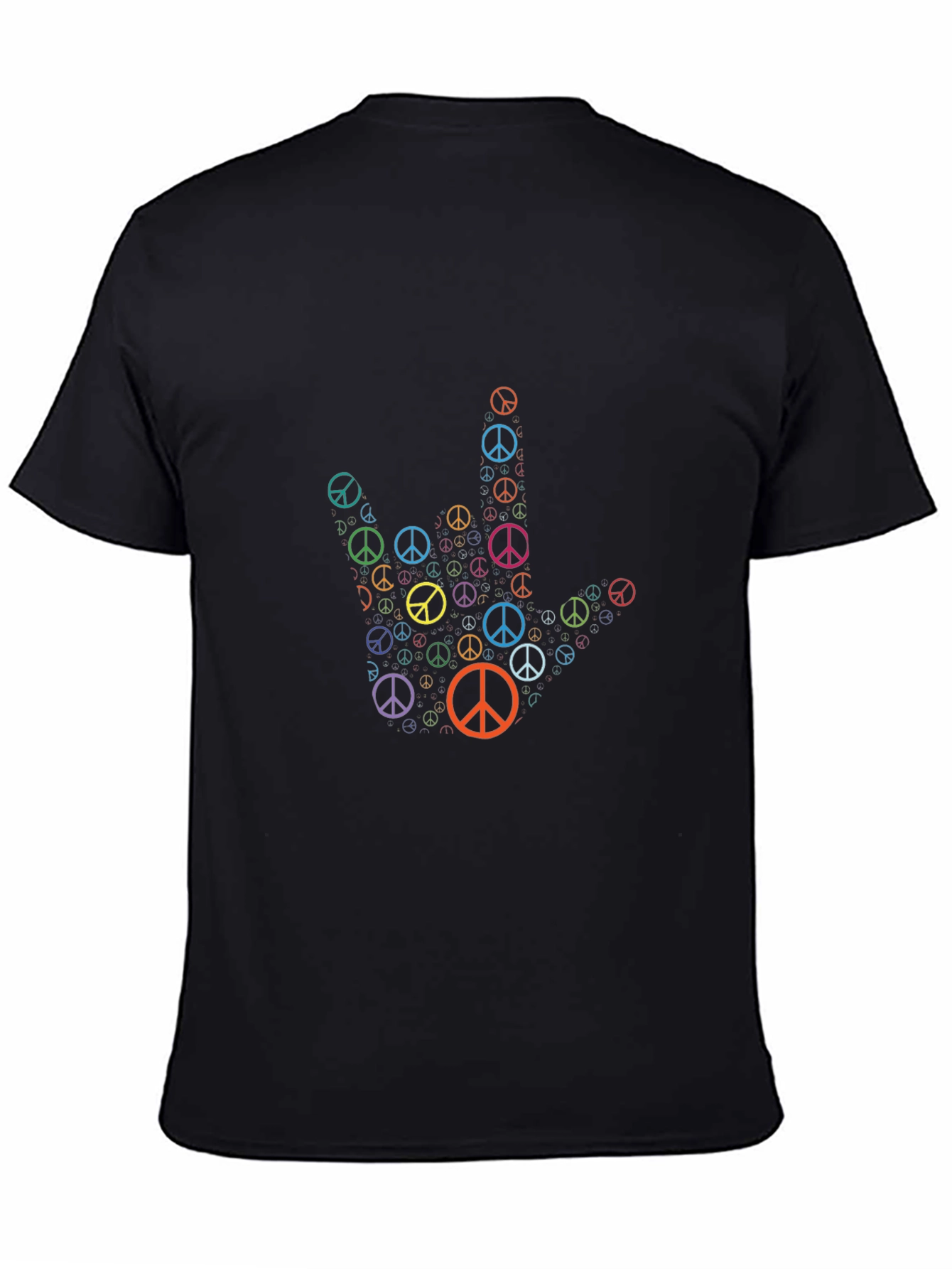 Peace Sign Hand T-Shirt - Black Cotton Graphic Tee