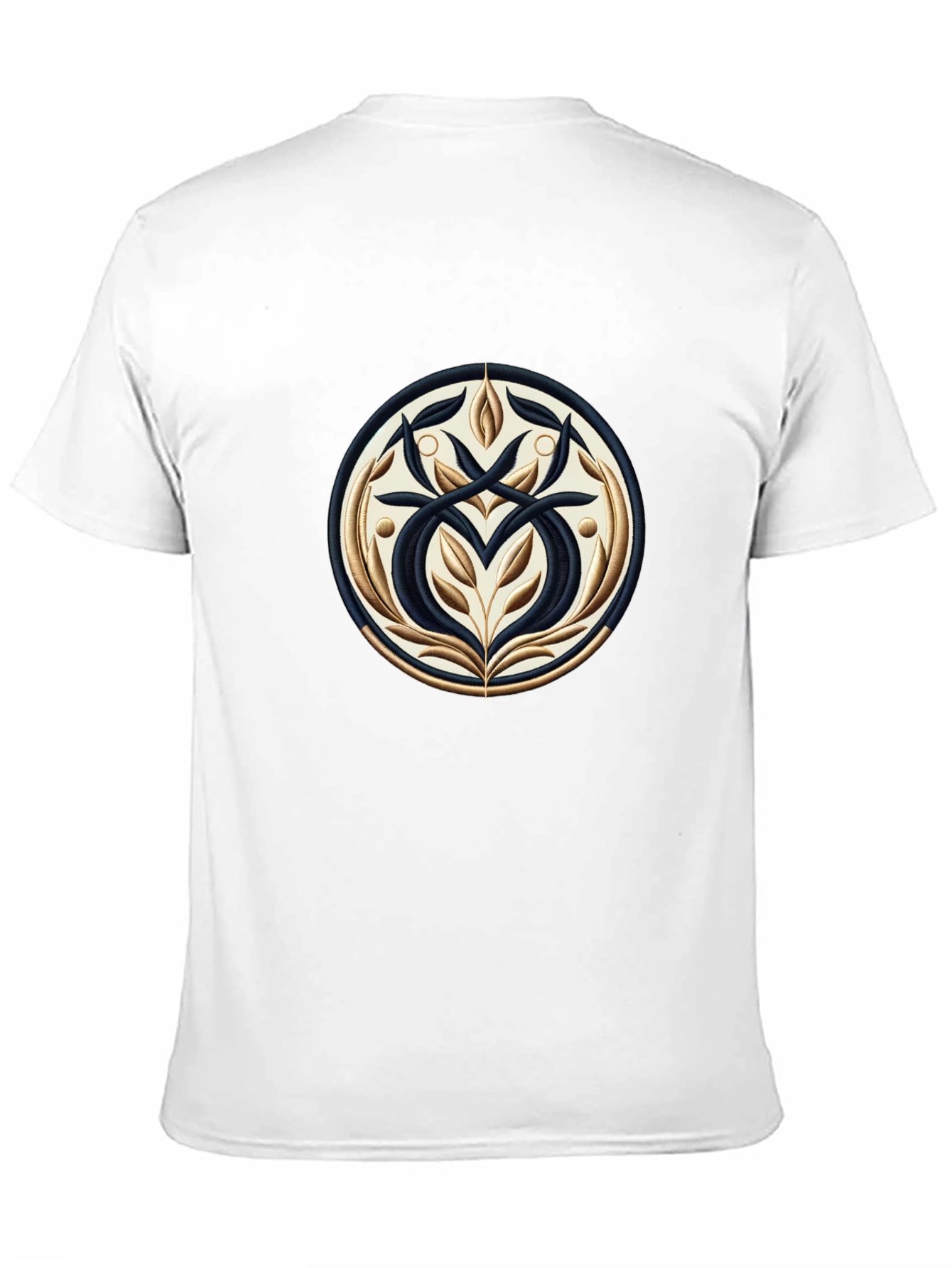 Elegant Black T-Shirt with Ornamental Circle Design