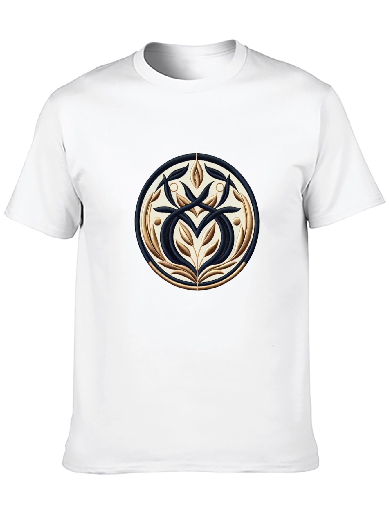 Elegant Black T-Shirt with Ornamental Circle Design
