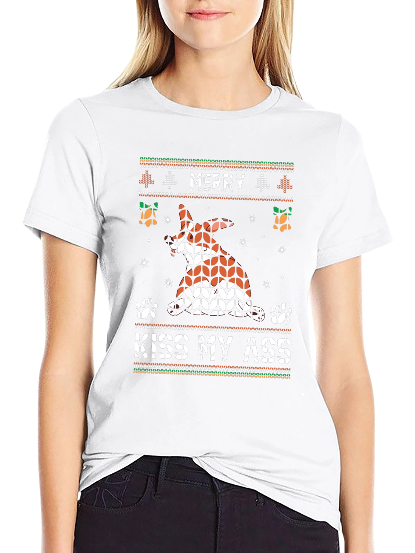 Merry Kiss My Ass Christmas Dog Sweater T-Shirt