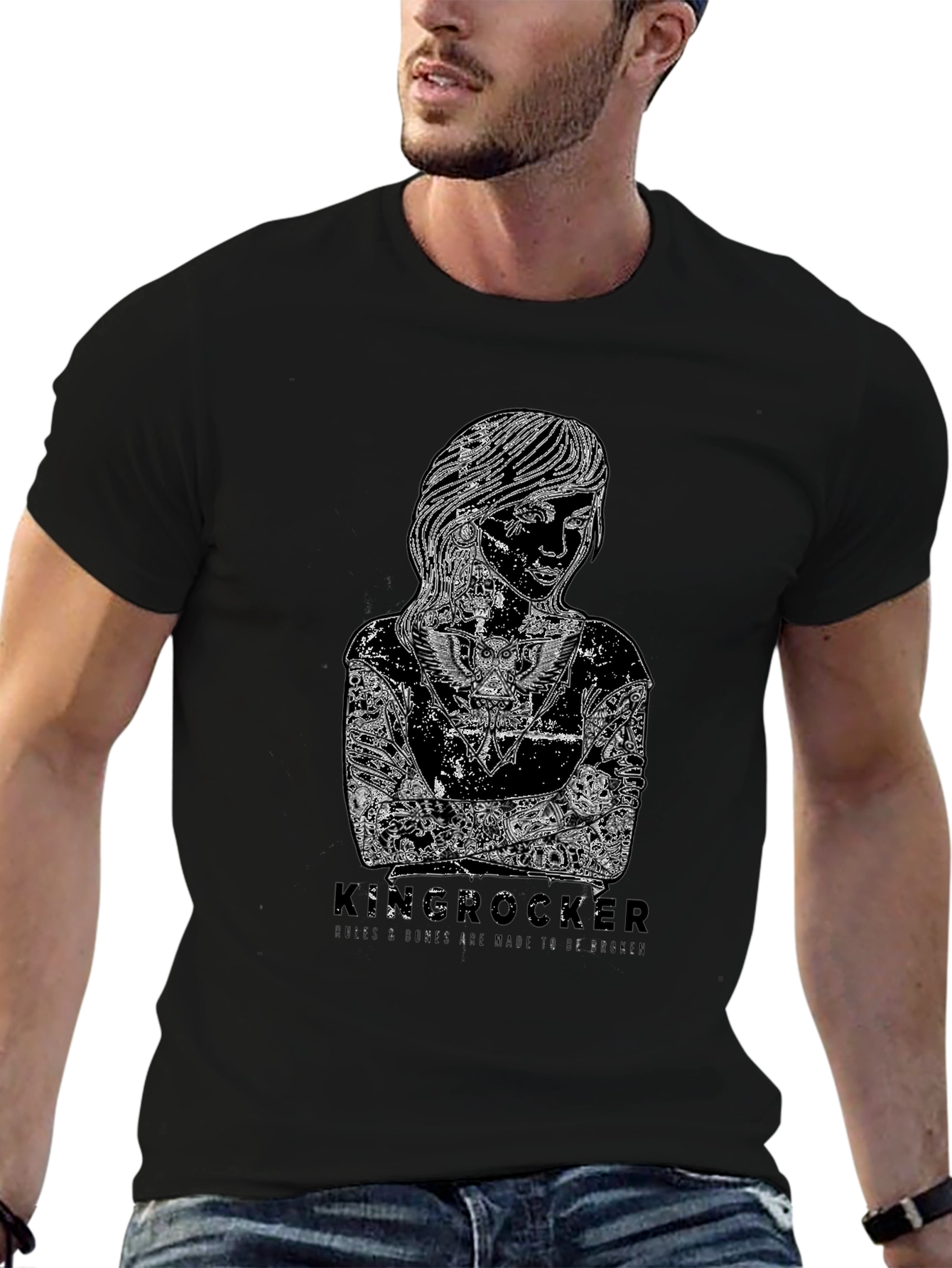 Kinserocker Graphic Print Black T-Shirt
