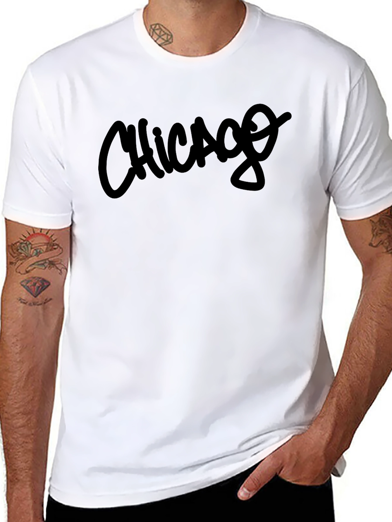 Chicago Script Black T-Shirt