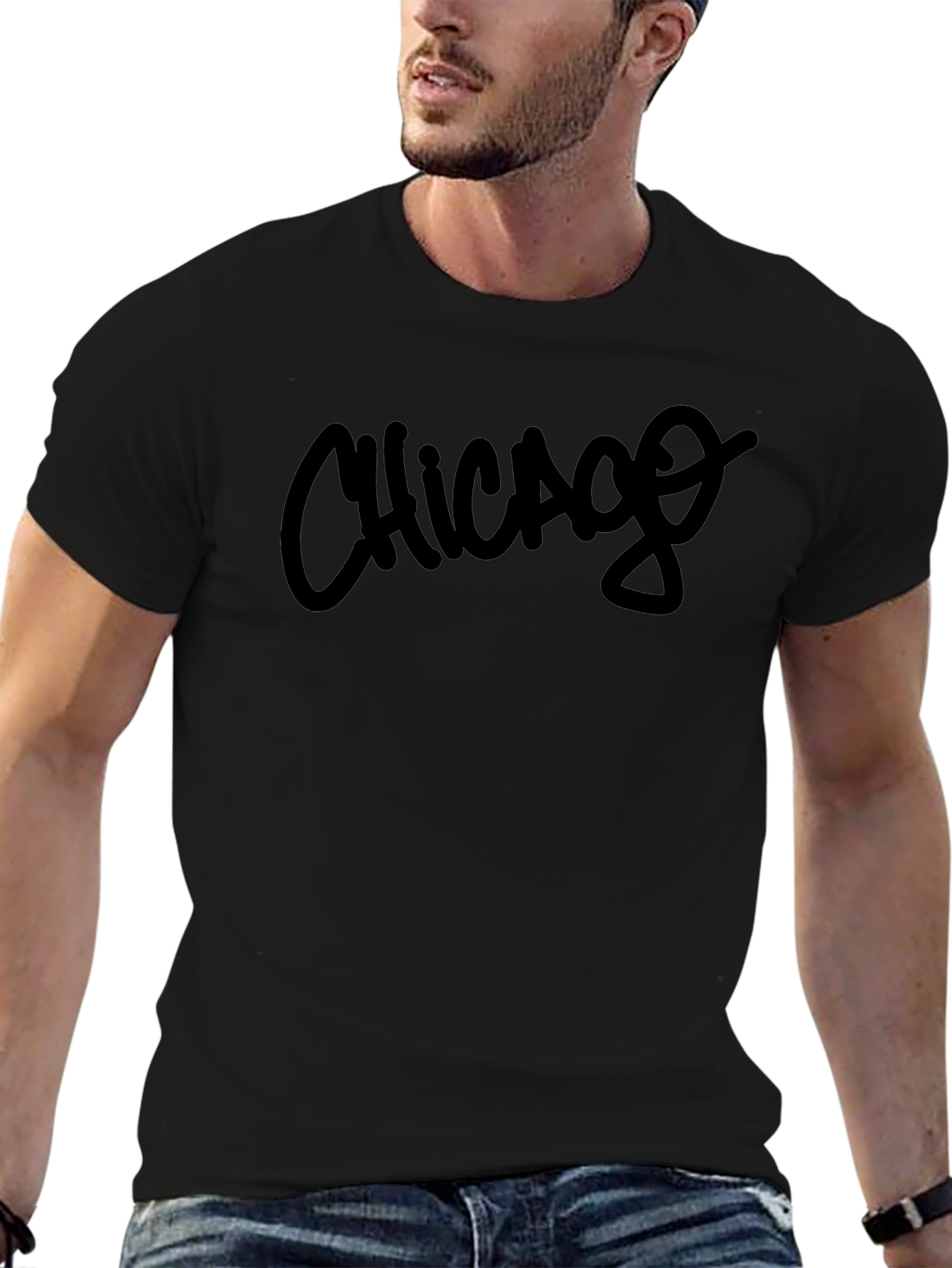 Chicago Script Black T-Shirt