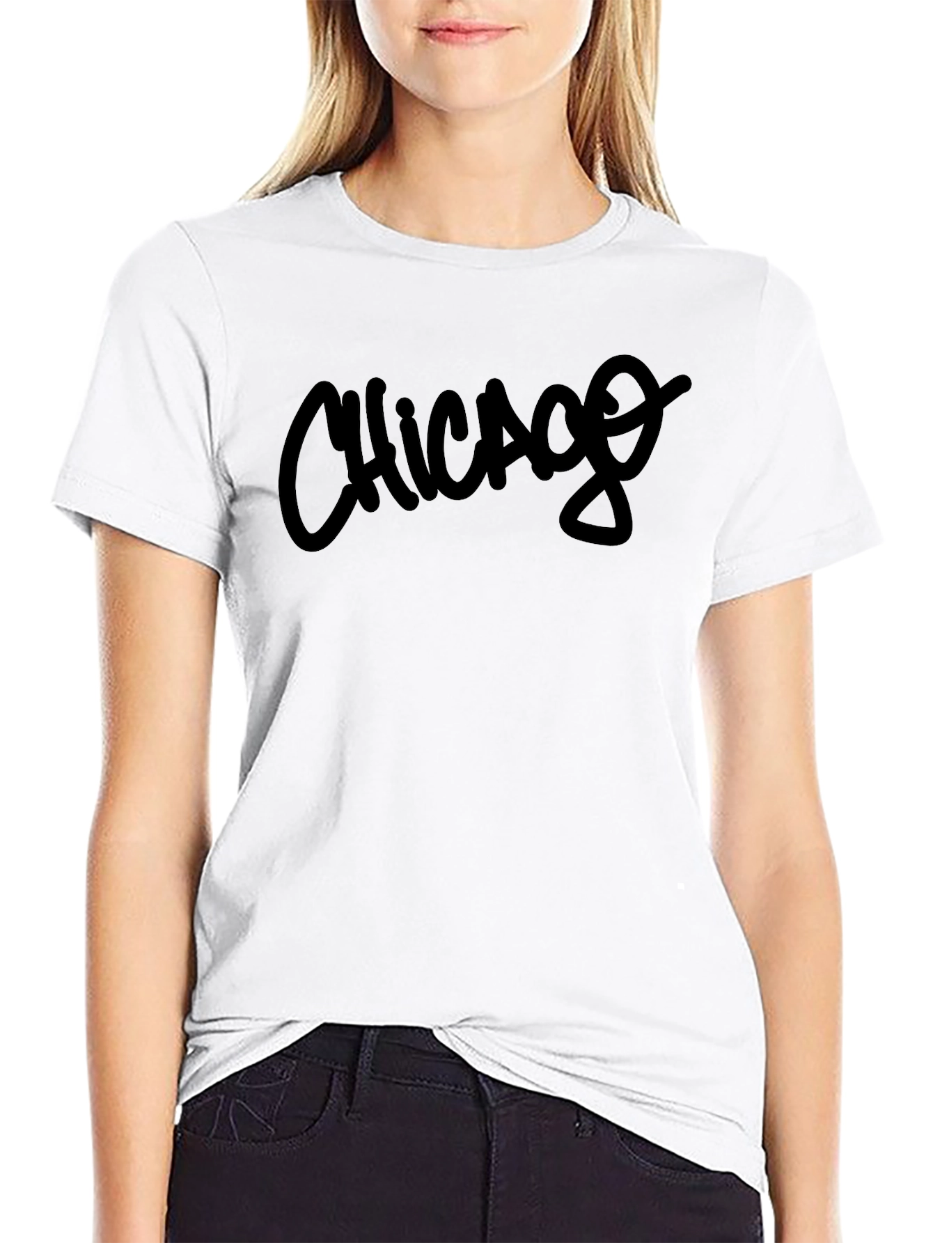 Chicago Script Black T-Shirt