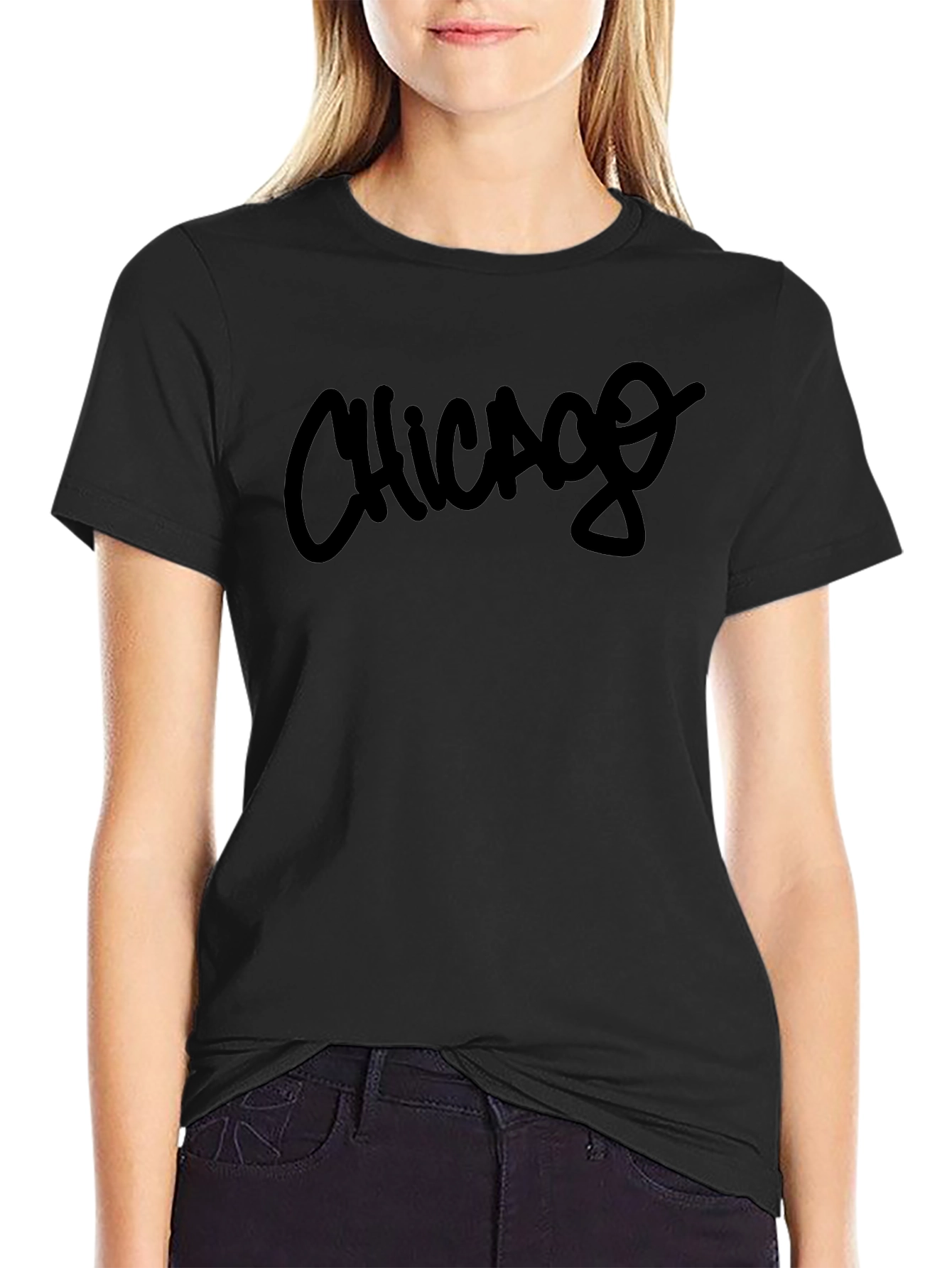 Chicago Script Black T-Shirt