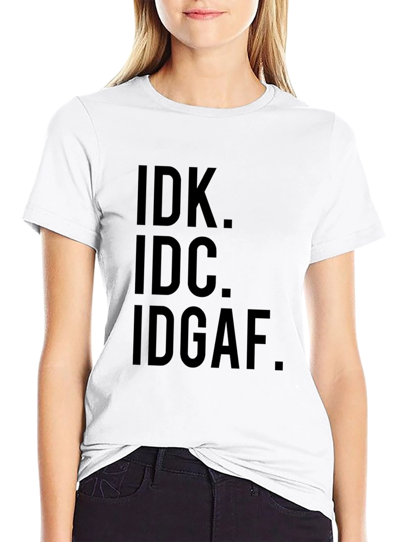 IDK IDC IDGAF Mens Black Graphic T-Shirt