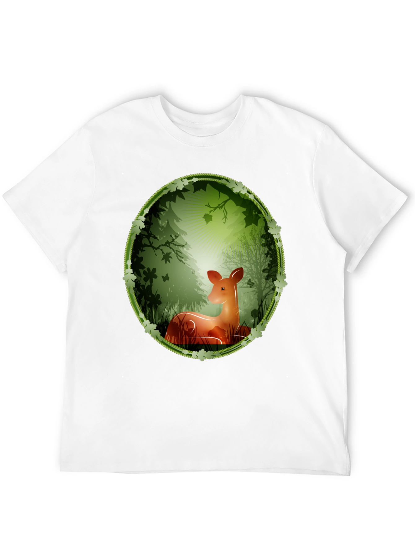 Nature Deer Graphic T-Shirt - Black