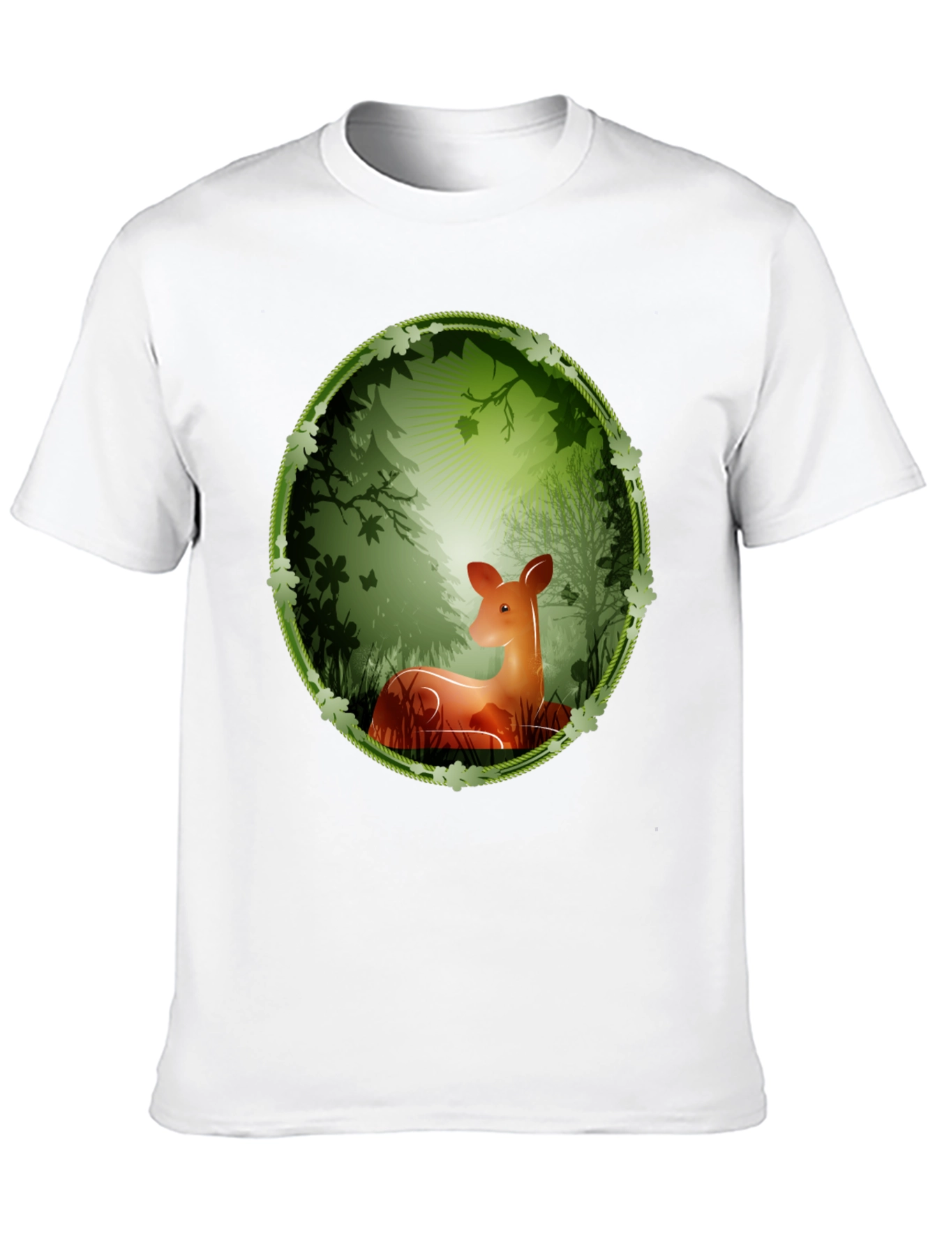 Nature Deer Graphic T-Shirt - Black