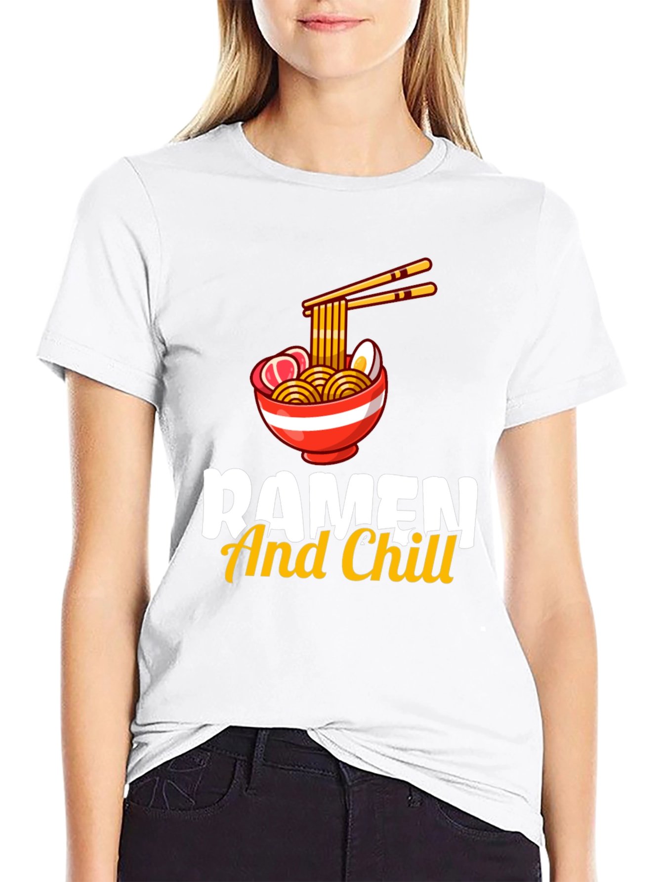 Ramen And Chill Graphic T-Shirt - Black