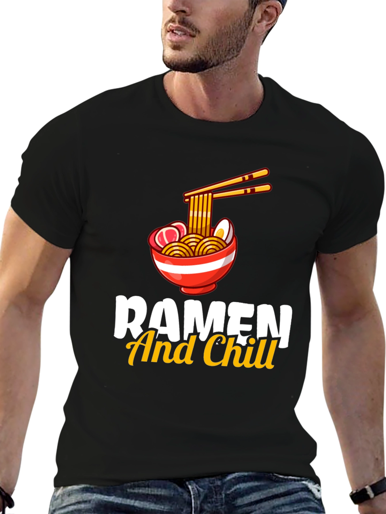 Ramen And Chill Graphic T-Shirt - Black