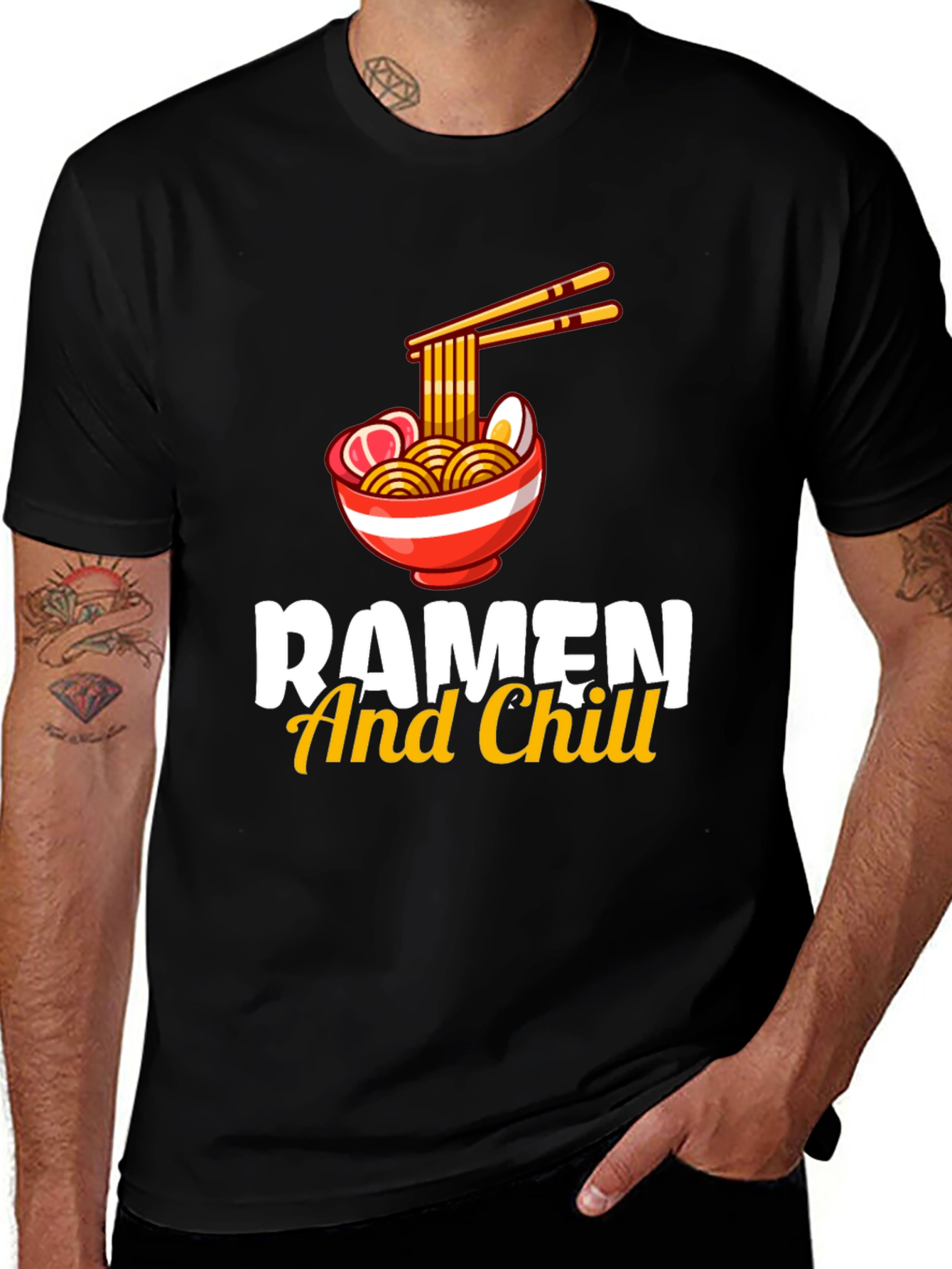 Ramen And Chill Graphic T-Shirt - Black