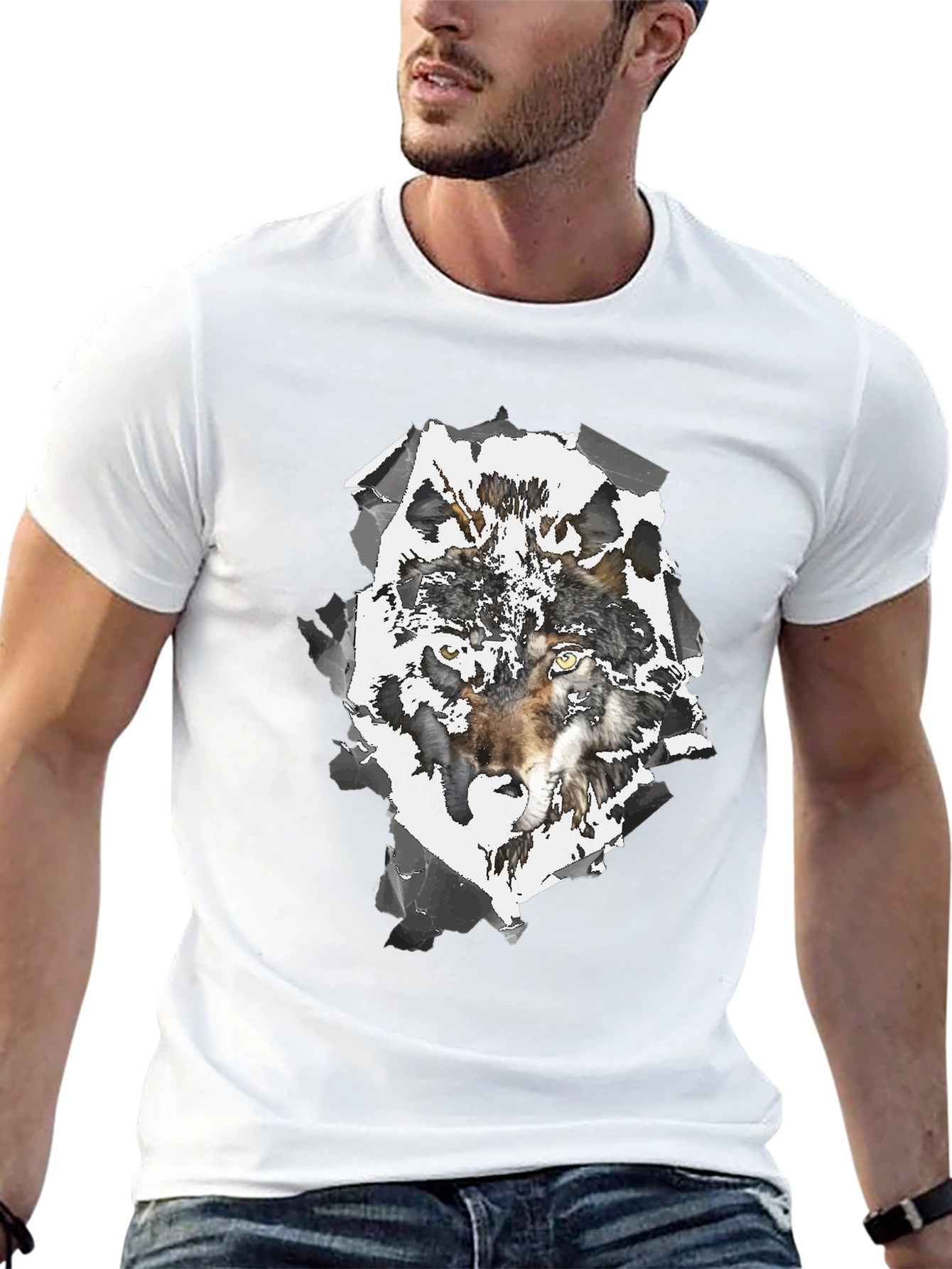 Wolf Graphic Black T-Shirt for Men