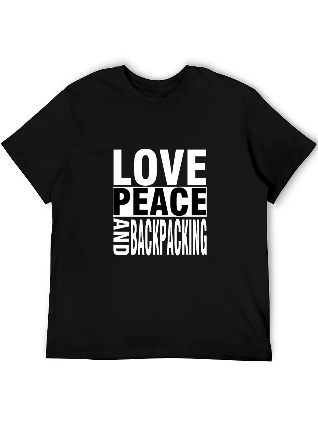 Love Peace Backpacking Graphic Tee - Black