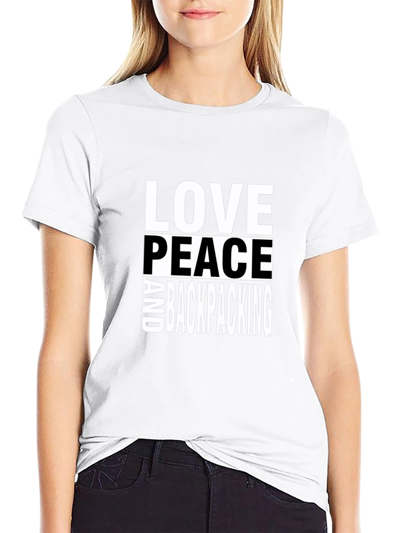 Love Peace Backpacking Graphic Tee - Black