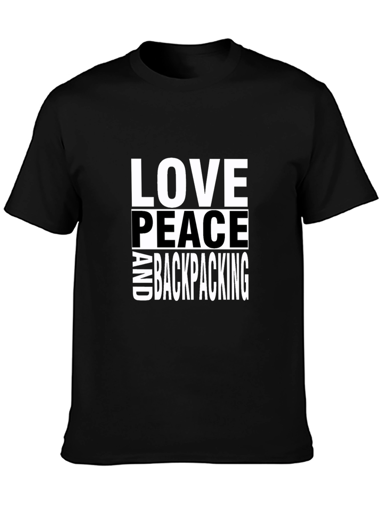 Love Peace Backpacking Graphic Tee - Black
