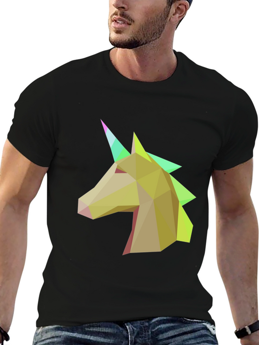 Geometric Unicorn Graphic Tee - Modern Style