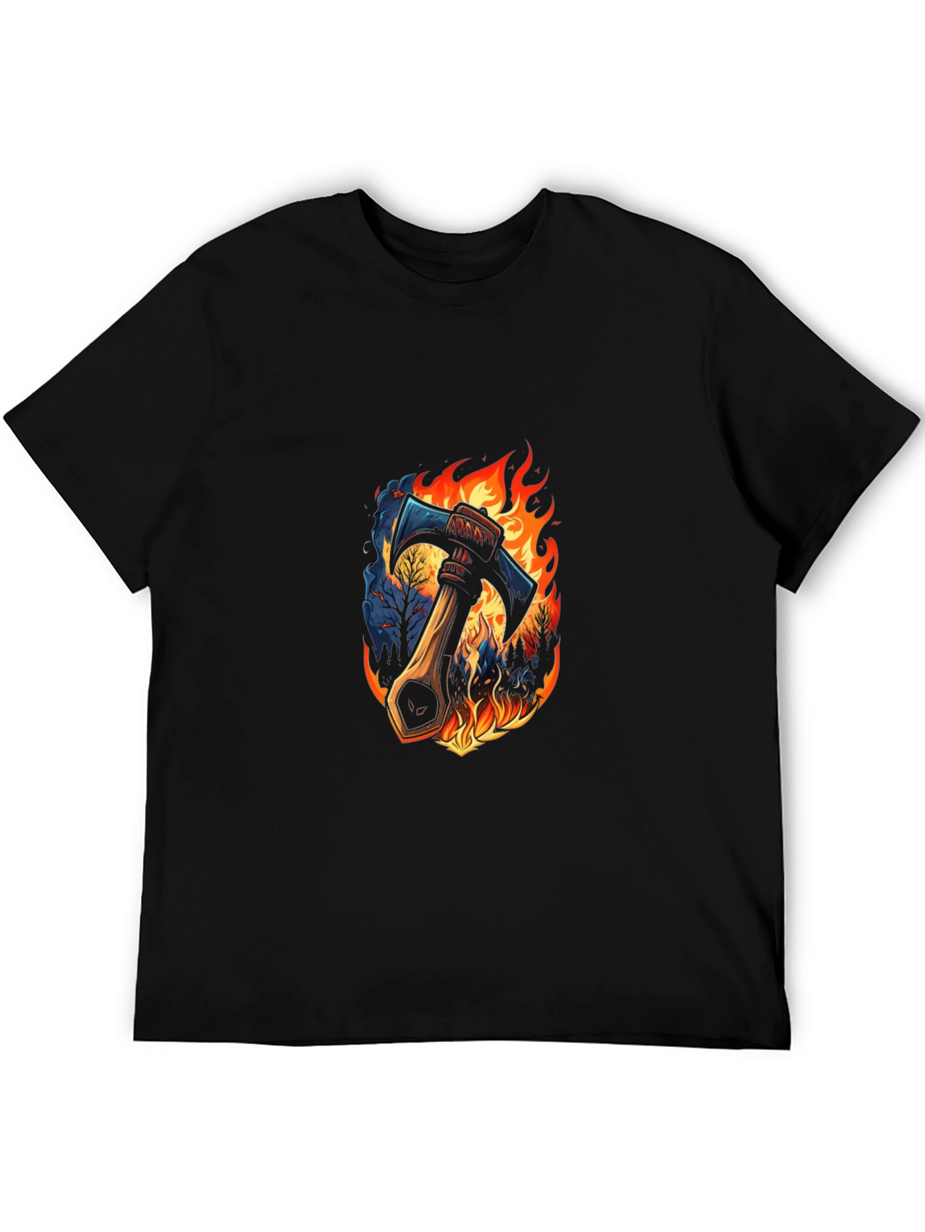 Axe in Flames Graphic Tee - Bold Design