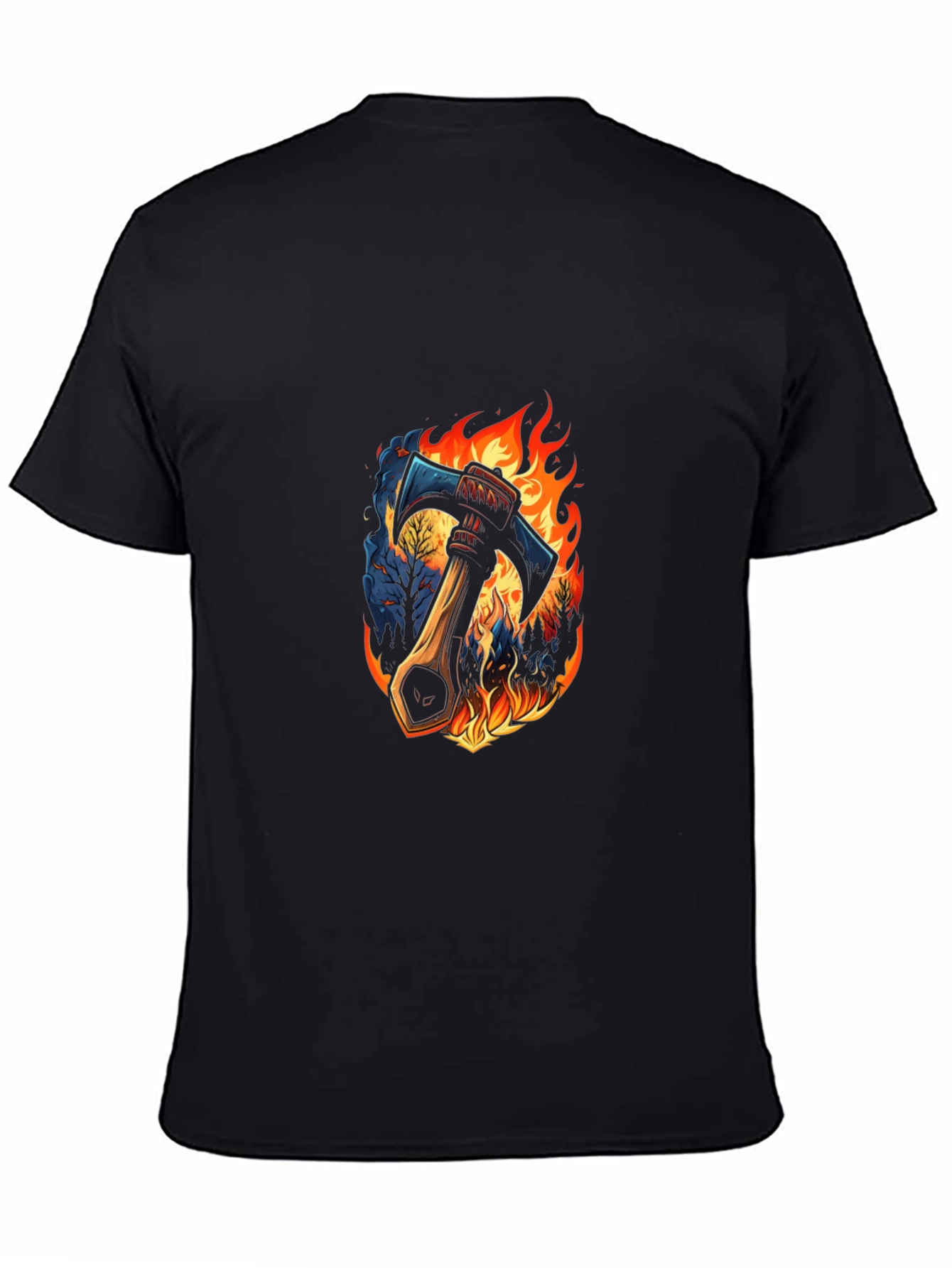 Axe in Flames Graphic Tee - Bold Design