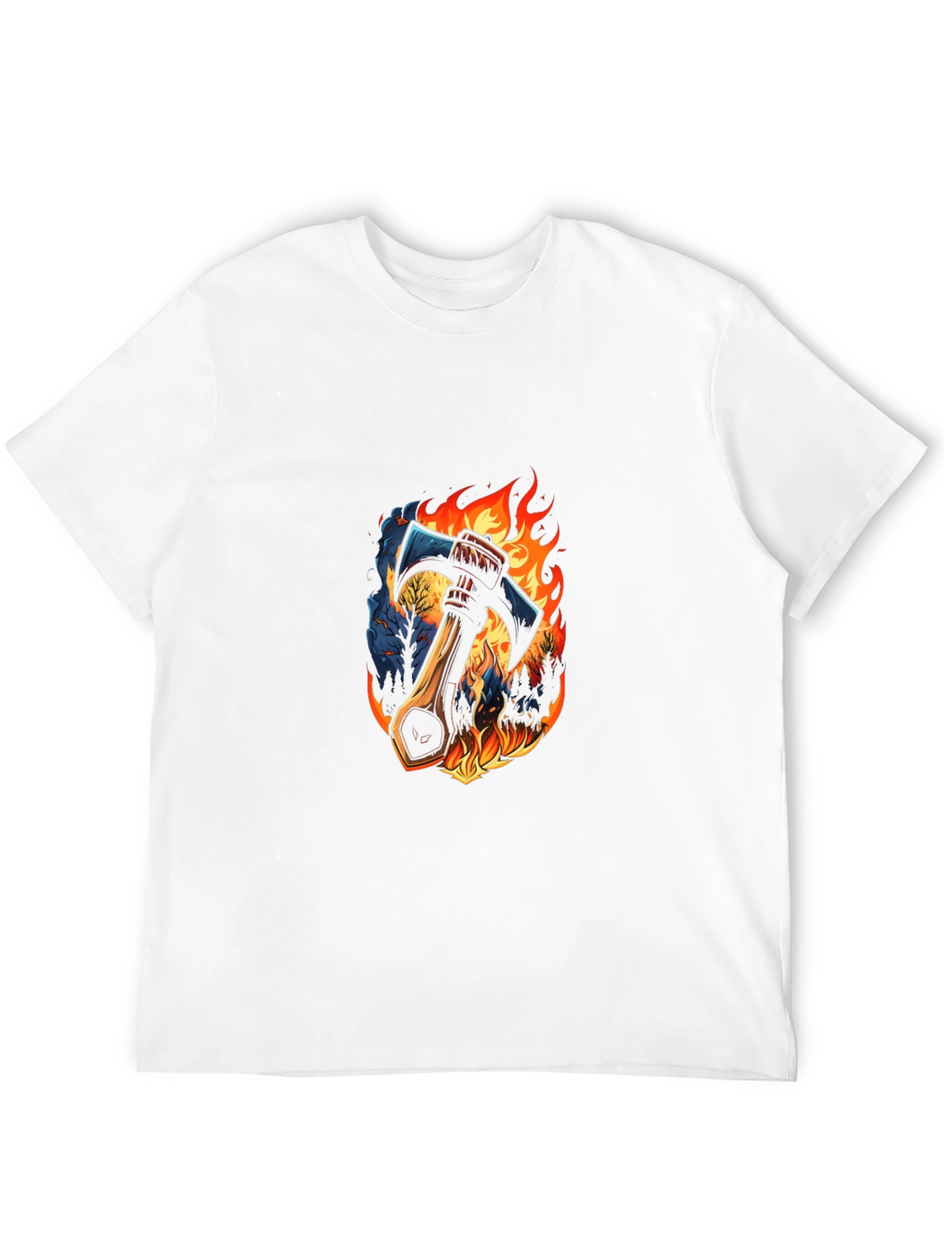 Axe in Flames Graphic Tee - Bold Design