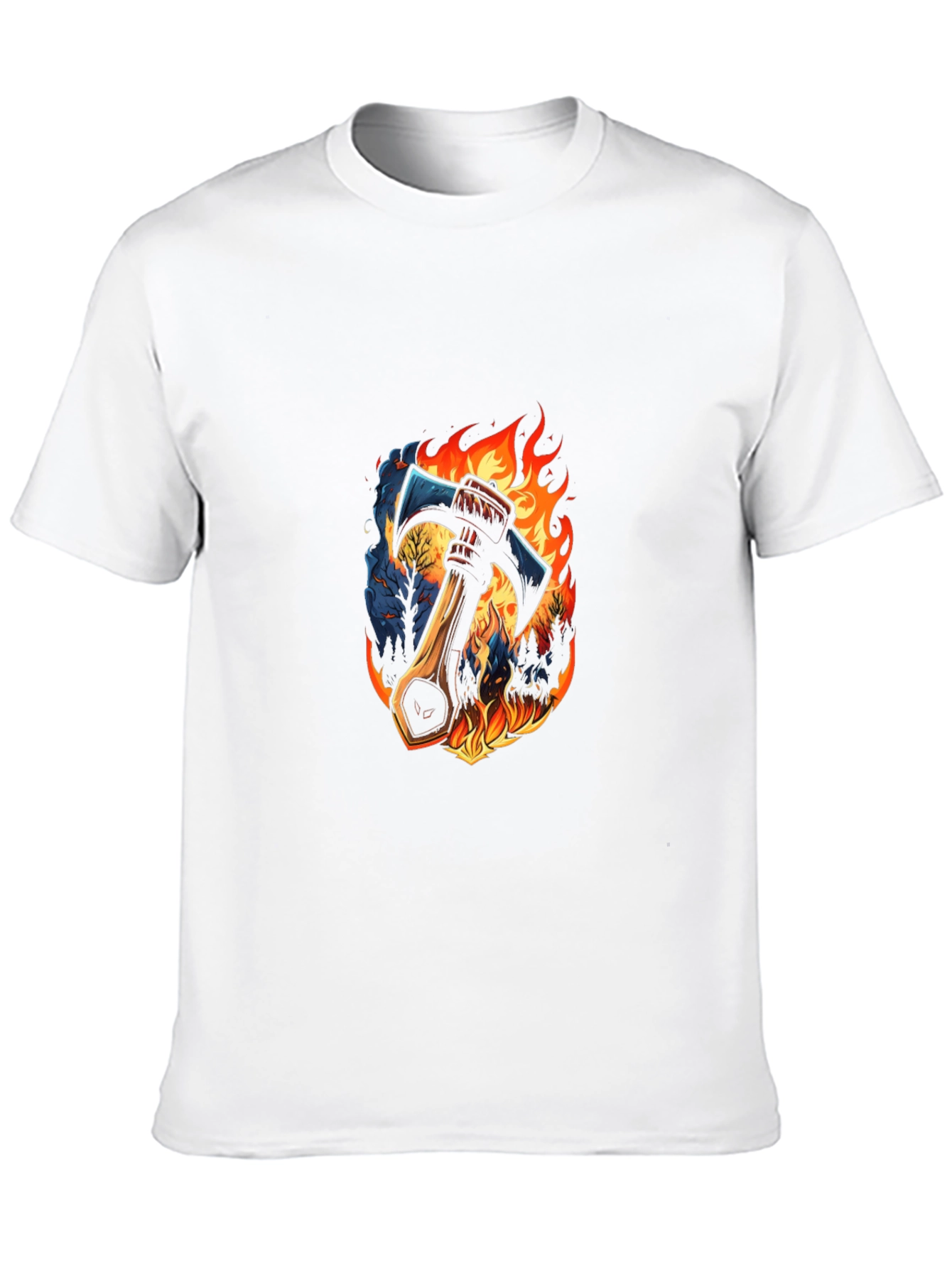 Axe in Flames Graphic Tee - Bold Design